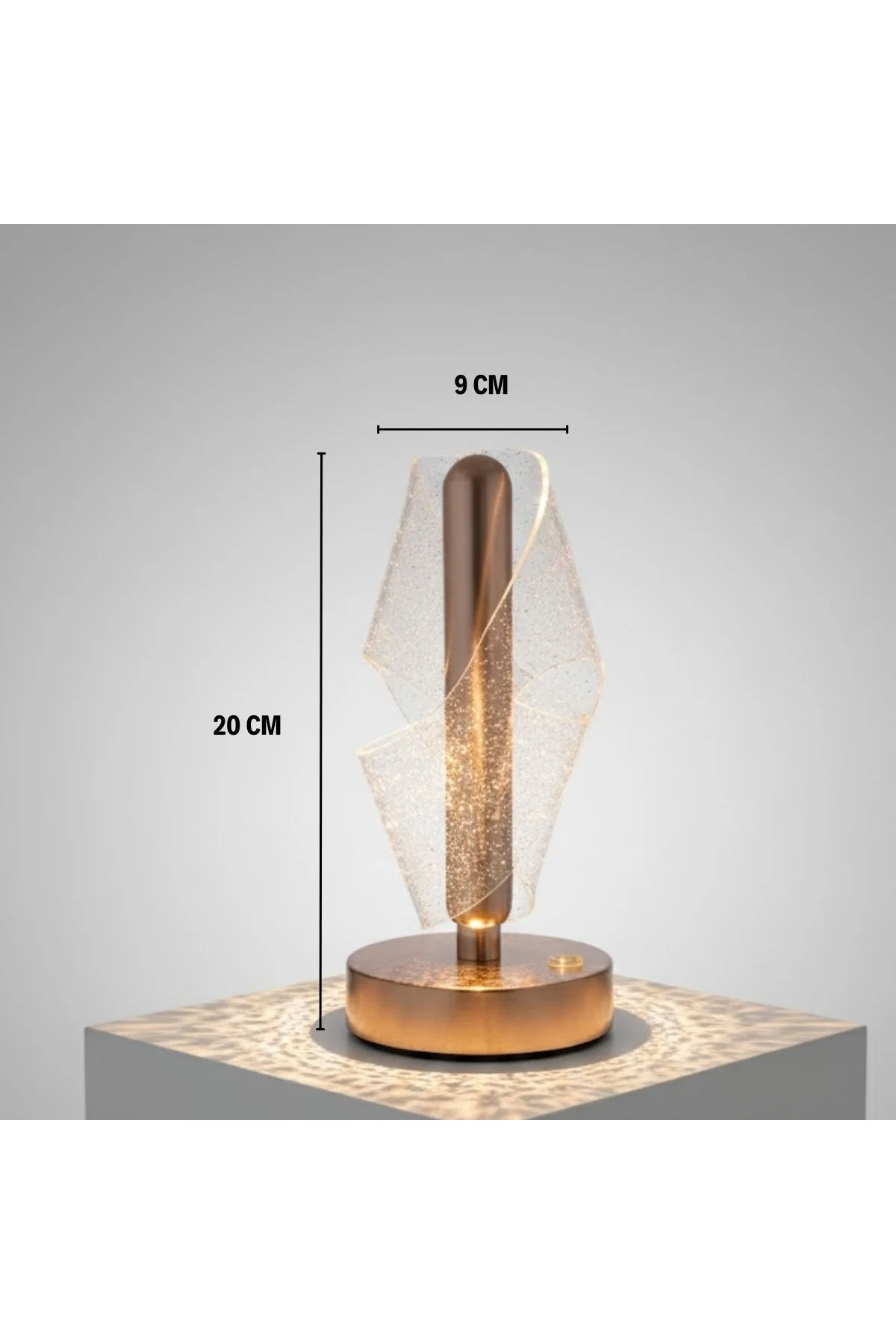 Çapraz Kavisli Ters Kristal Simli LED Masa Lambası – Gold Gövdeli, Dokunmatik, 3 Kademe Işık Ayarlı - Just Cheap Store Görsel 5
