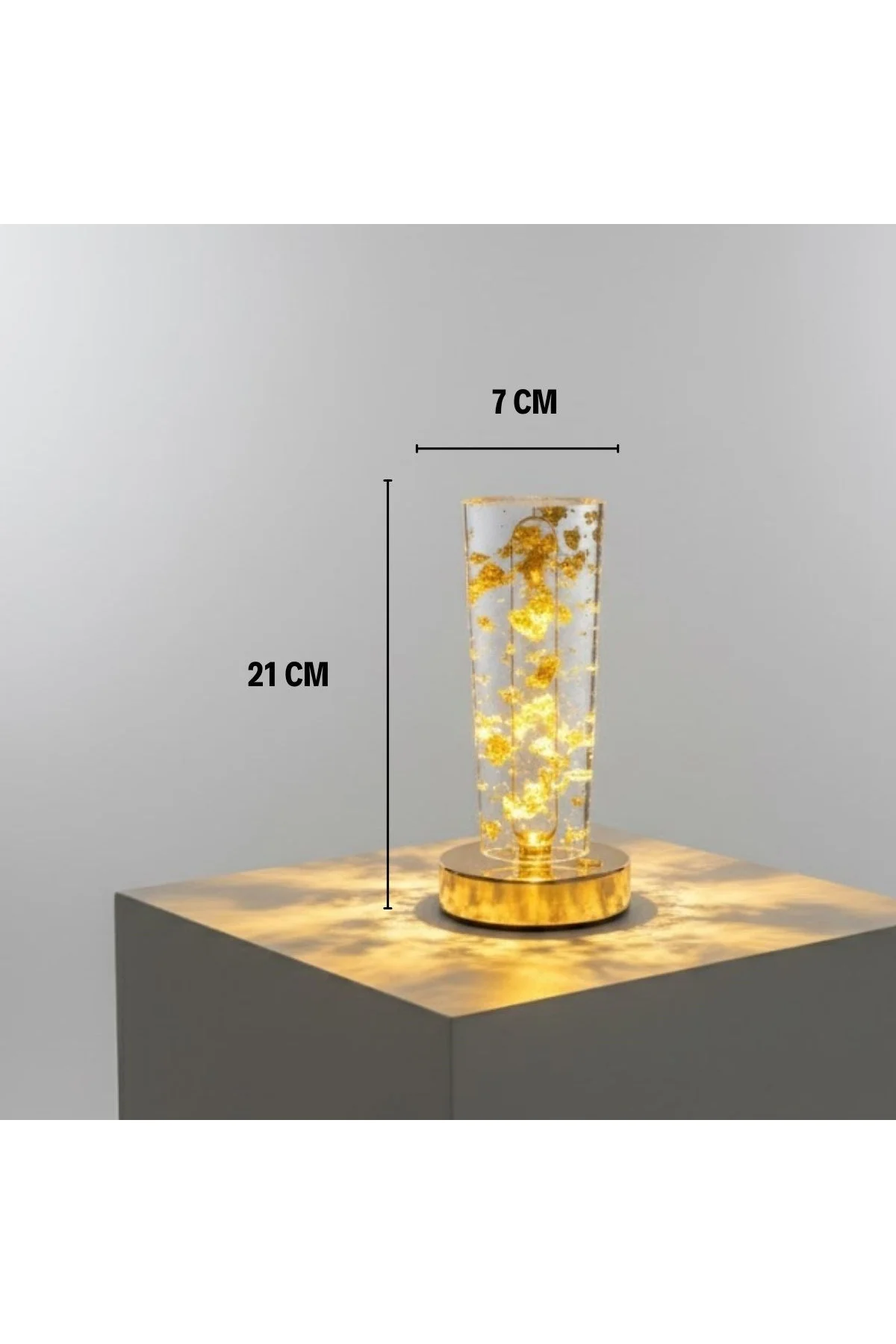Silindirik Kristal Altın Toz Model LED Masa Lambası – Gold Tabanlı, Dokunmatik, 3 Renk Işık Modlu, Ş - Just Cheap Store Görsel 5