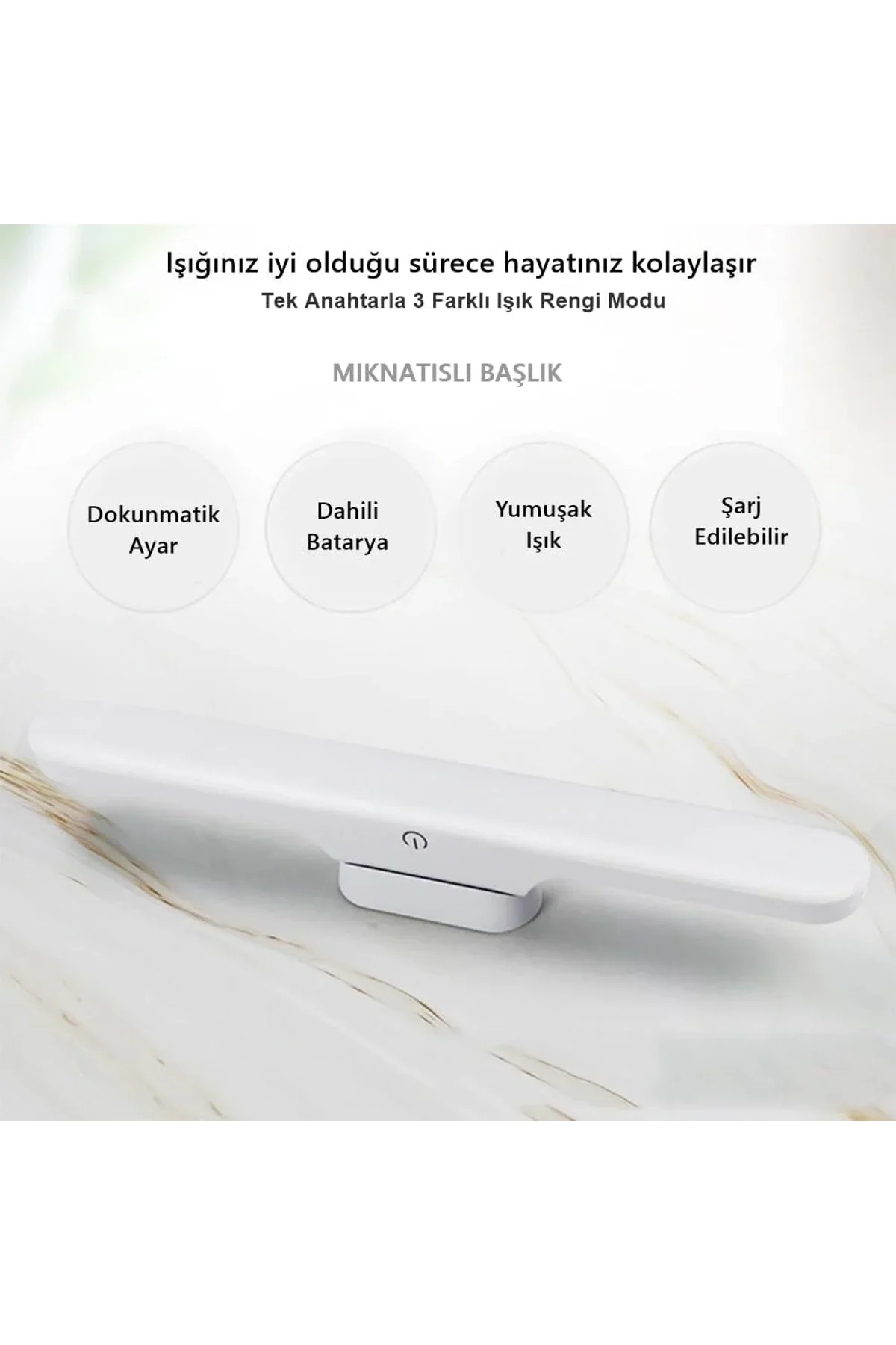 Cabınet Şarjlı Kolay Taşınabilir Mıknatıslı Led Işık Kablosuz Kademeli 3 Renk Aplik (4741) - Just Cheap Store Görsel 3