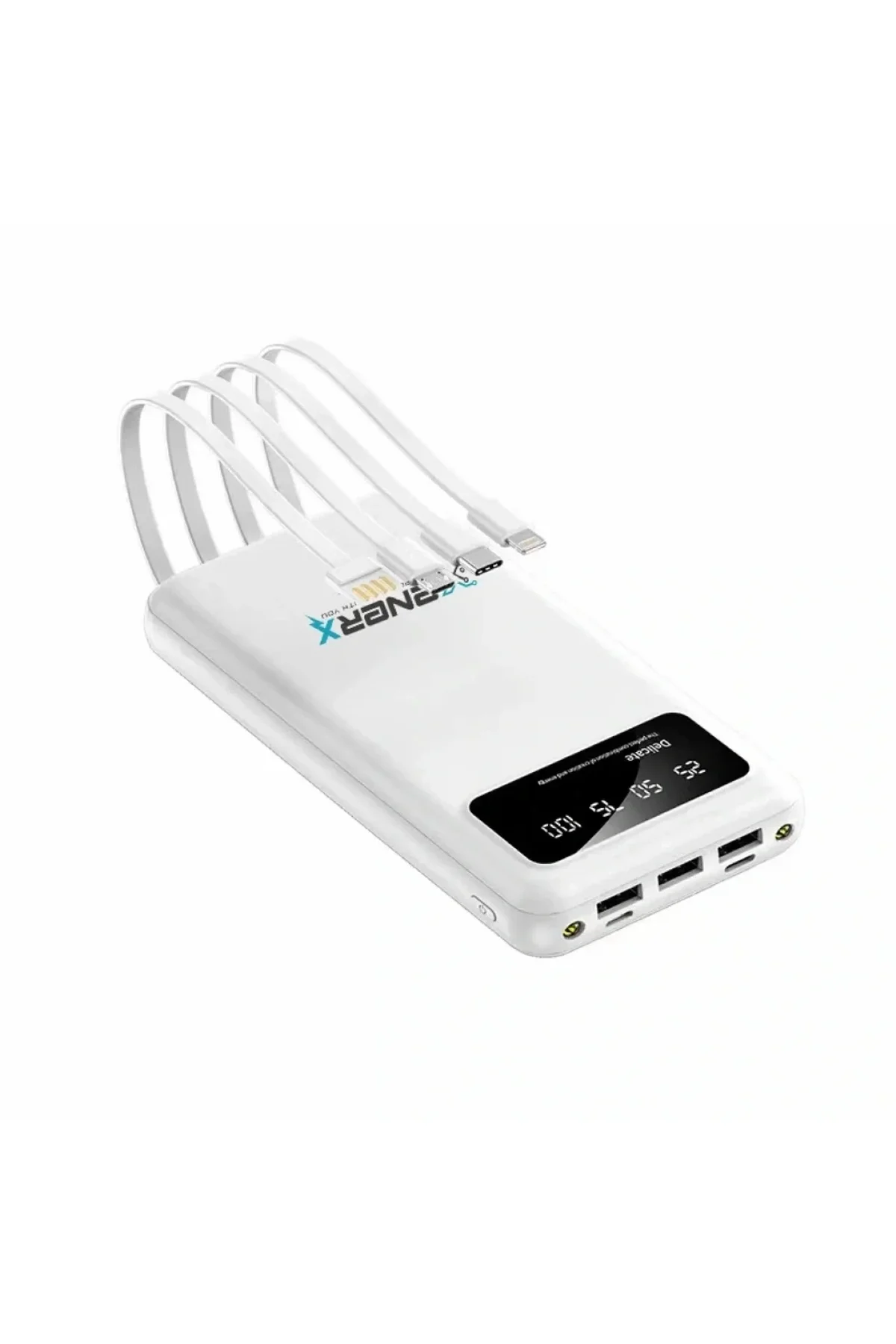 Enerx ENR-P20DC 20000 mAh 2.1 Amper Dahili Kablolu Powerbank Siyah (4741) - Just Cheap Store Görsel 4
