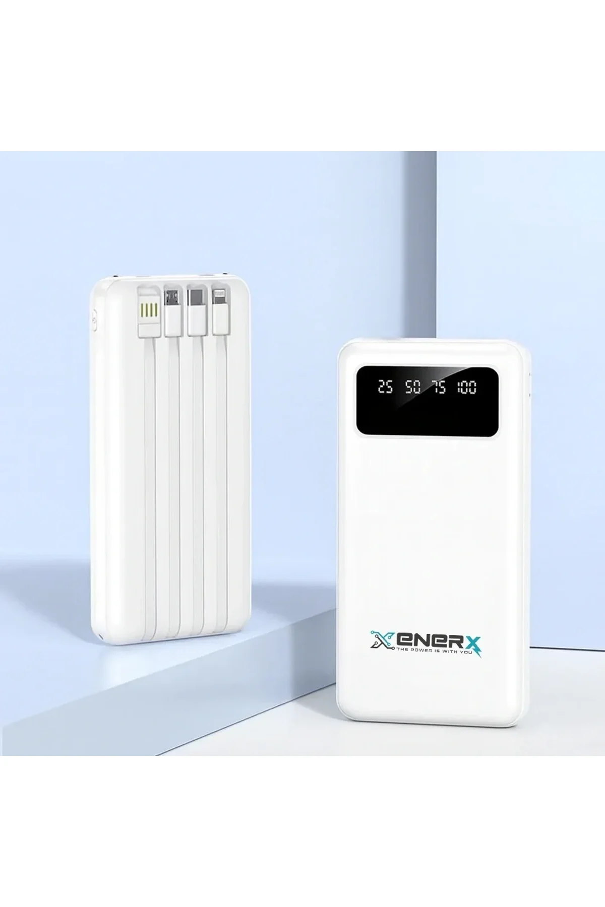 Enerx ENR-P20DC 20000 mAh 2.1 Amper Dahili Kablolu Powerbank Siyah (4741) - Just Cheap Store Görsel 5