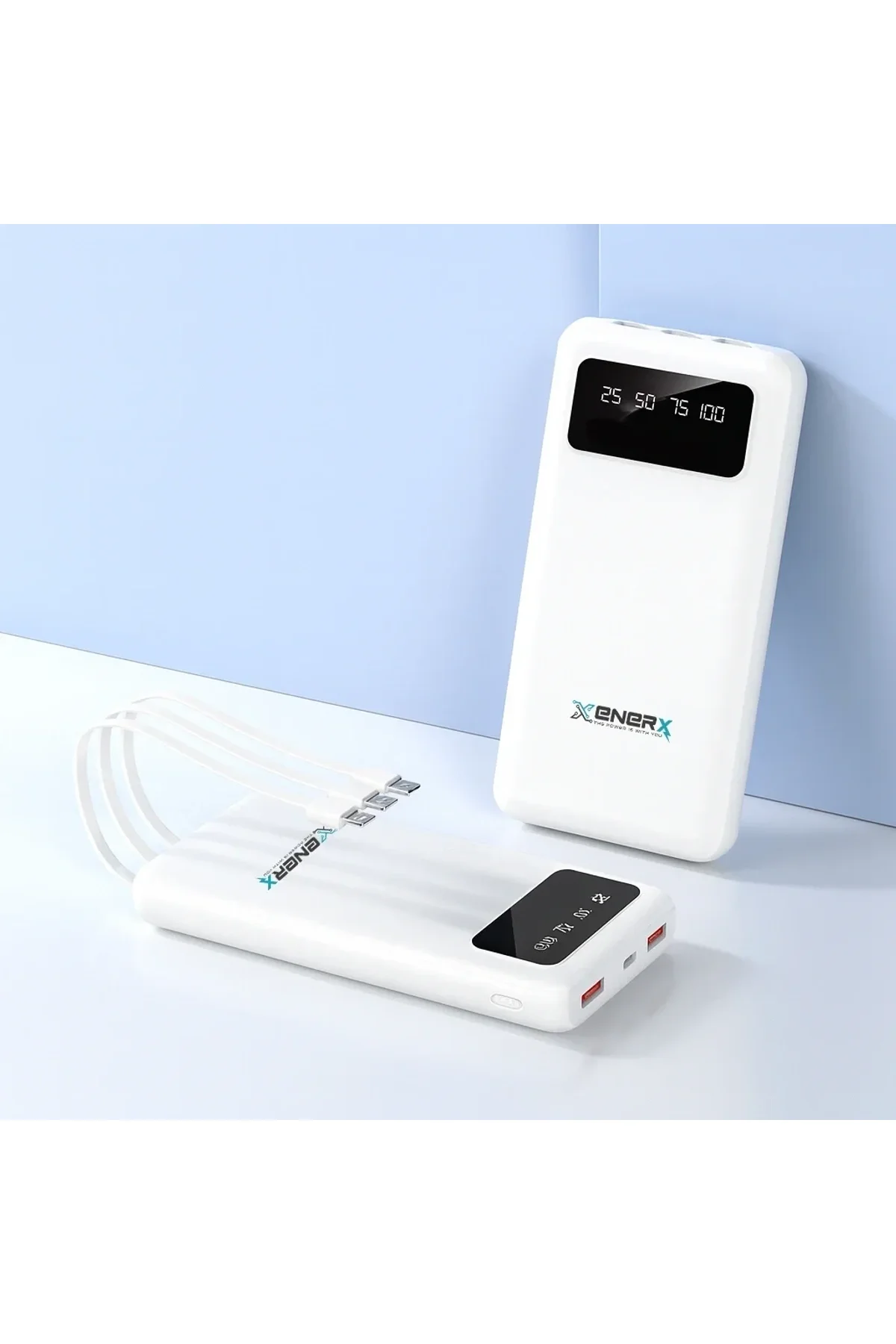 Enerx ENR-P20DC 20000 mAh 2.1 Amper Dahili Kablolu Powerbank Siyah (4741) - Just Cheap Store Görsel 3