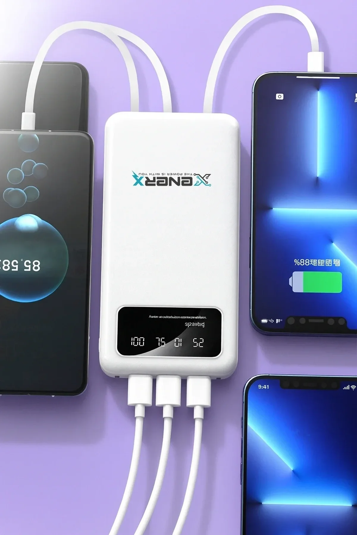 Enerx ENR-P20DC 20000 mAh 2.1 Amper Dahili Kablolu Powerbank Siyah (4741)