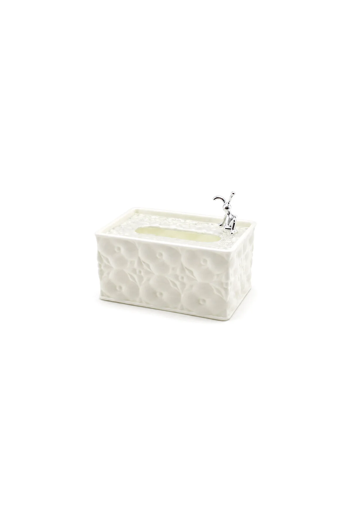 18.4X12.5X9CM BEYAZ YAYLI MASAÜSTÜ DEKORATİF DİKDÖRTGEN PEÇETELİK (4741) - Just Cheap Store Görsel 2