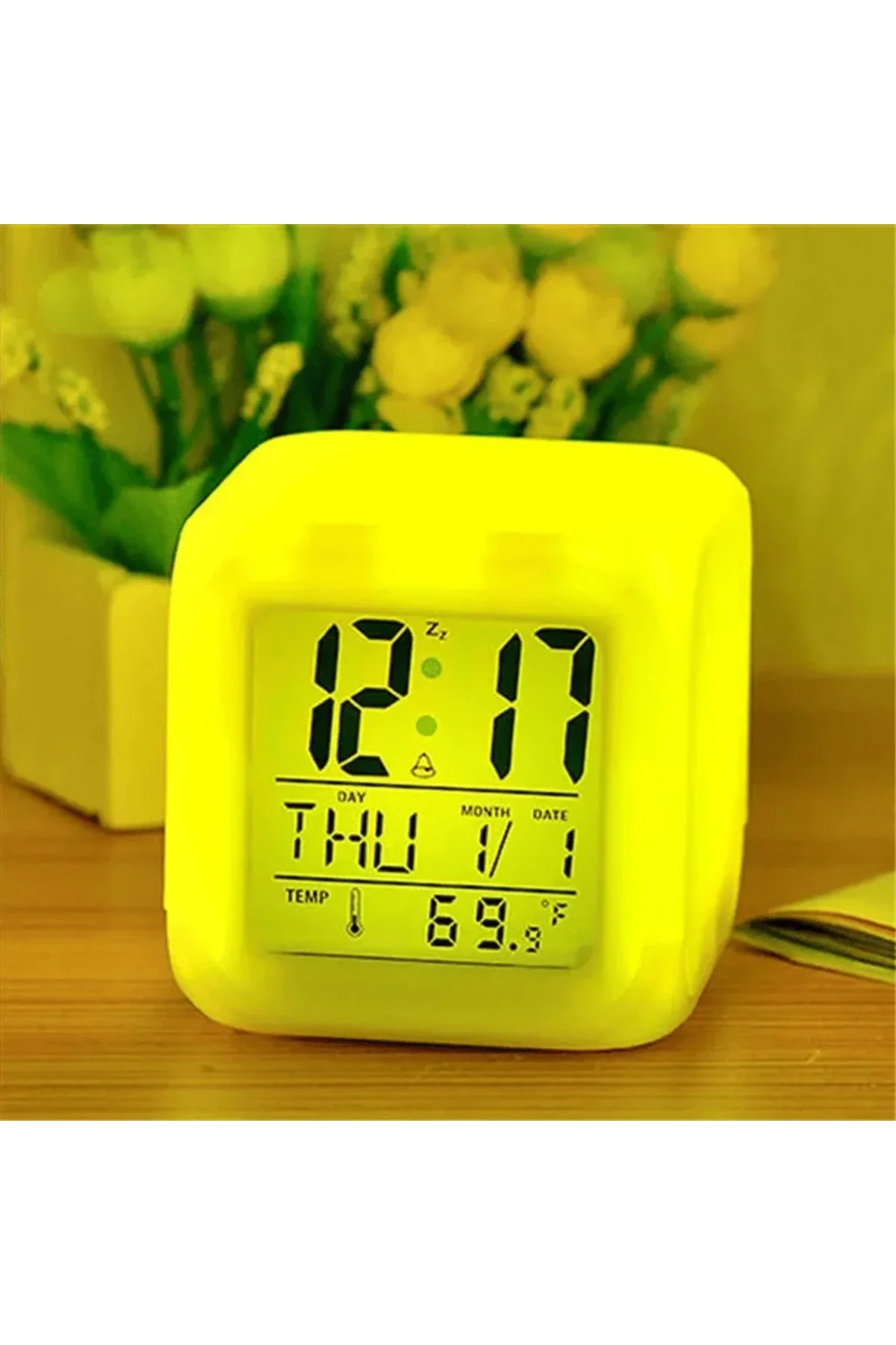 Led Dijital Renkli Masa Saati Alarm Termometre Tarih Masaüstü Saat (4741) - Just Cheap Store Görsel 3