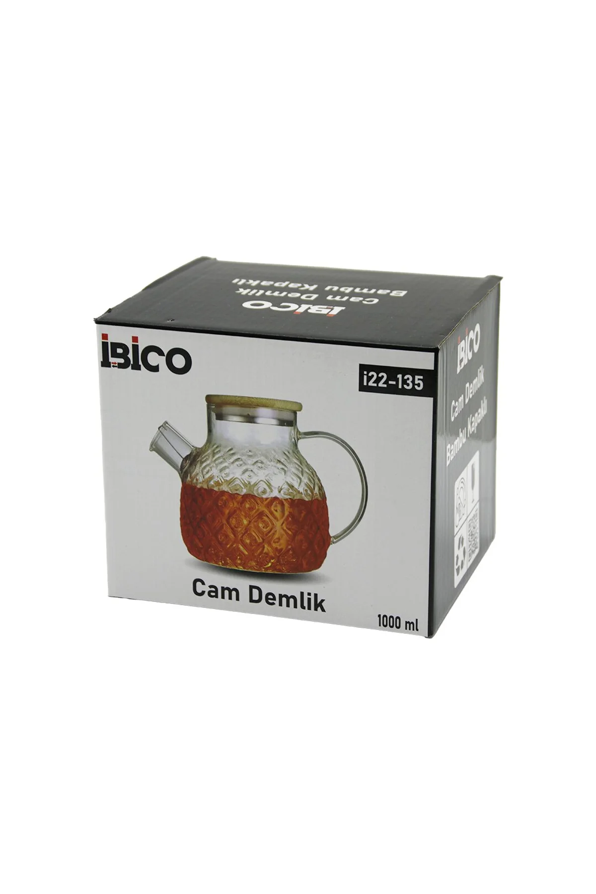 1000ML ABARTMA DESEN CAM DEMLİK BAMBU DIŞ YÜZEY - METAL İÇ YÜZEY - SİLİKON CONTALI KAPAK (4741)
