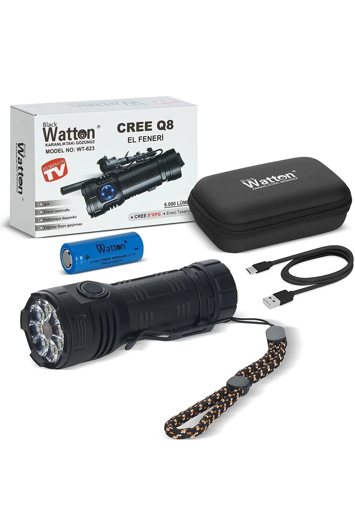 Cree Q8- Xpg 8+1 Led Şarjlı El Feneri Wt-623