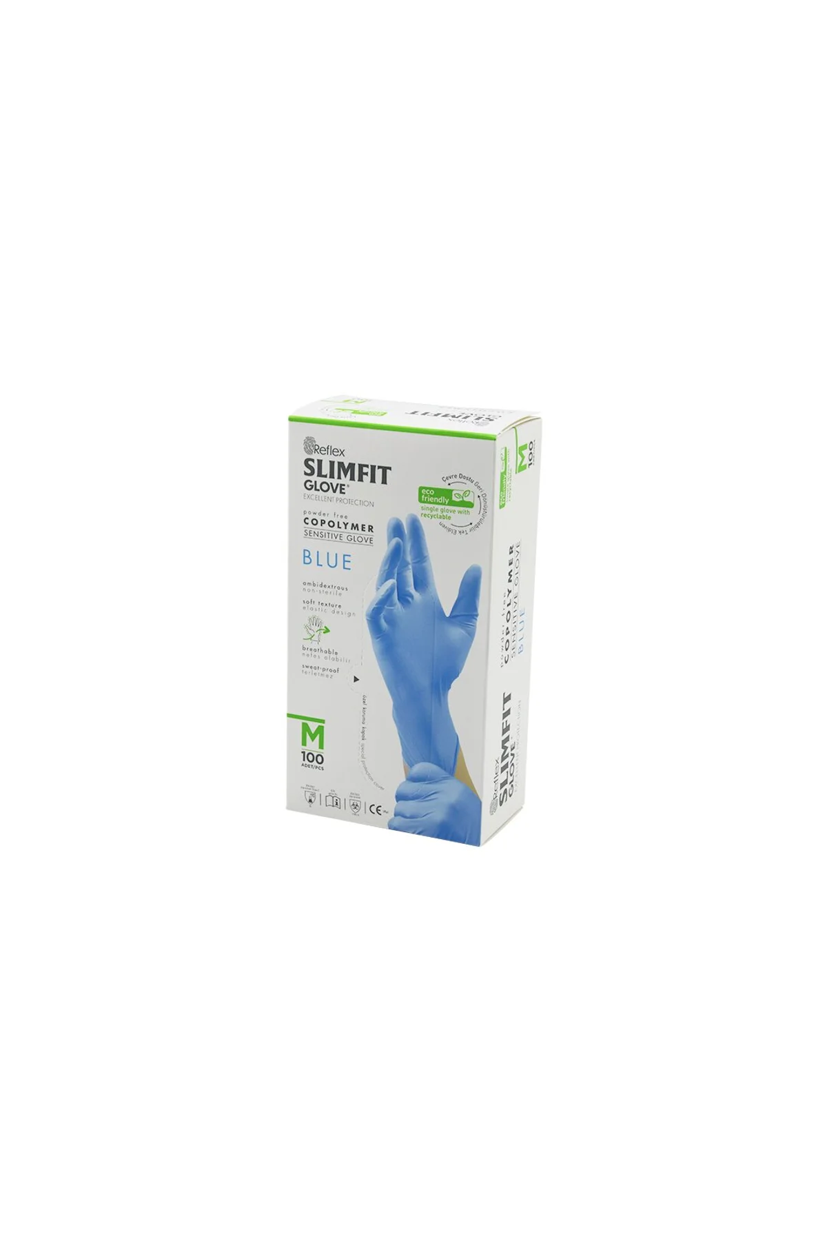 REFLEX SLİMFİT GLOVE KOD-026 M MAVİ PUDRASIZ MUAYENE ELDİVEN 100LÜ (4741)