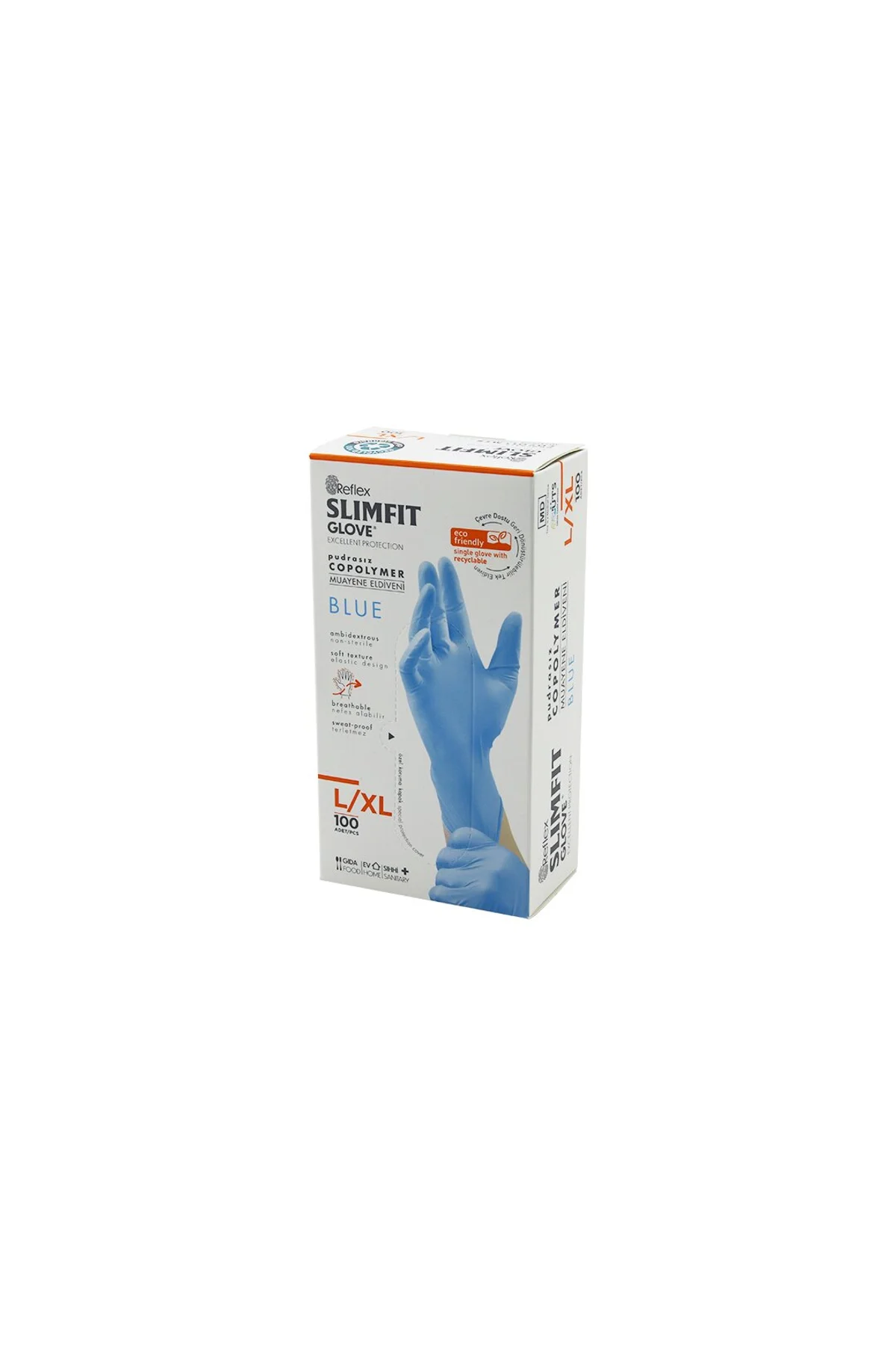 REFLEX SLİMFİT GLOVE KOD-025 L-XL MAVİ PUDRASIZ MUAYENE ELDİVEN 100LÜ (4741)