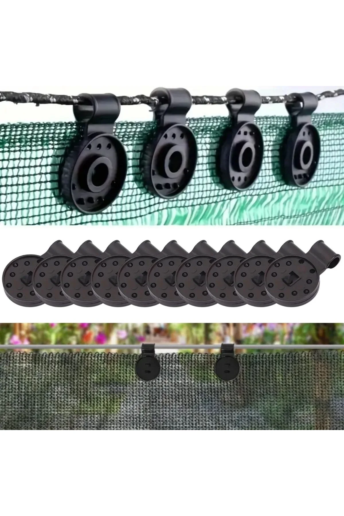 10 Adet Güneşlik Filesi Sabitleme Klipsleri, Gölgelik Bezi ve Brandalar İçin Dayanıklı Plastik Kelep