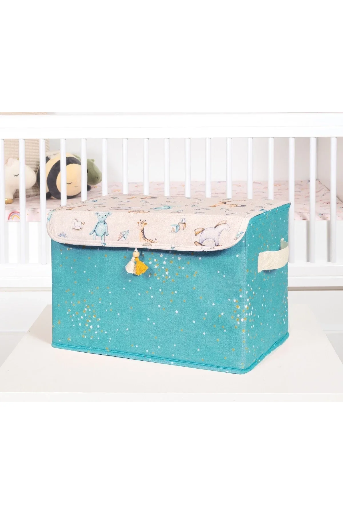 Baby Püsküllü Kapaklı Kutu Düzenleyici Çok Amaçlı Organizer Kutu Maxi Boy (yeşil) 04232 - Just Cheap Store Görsel 2