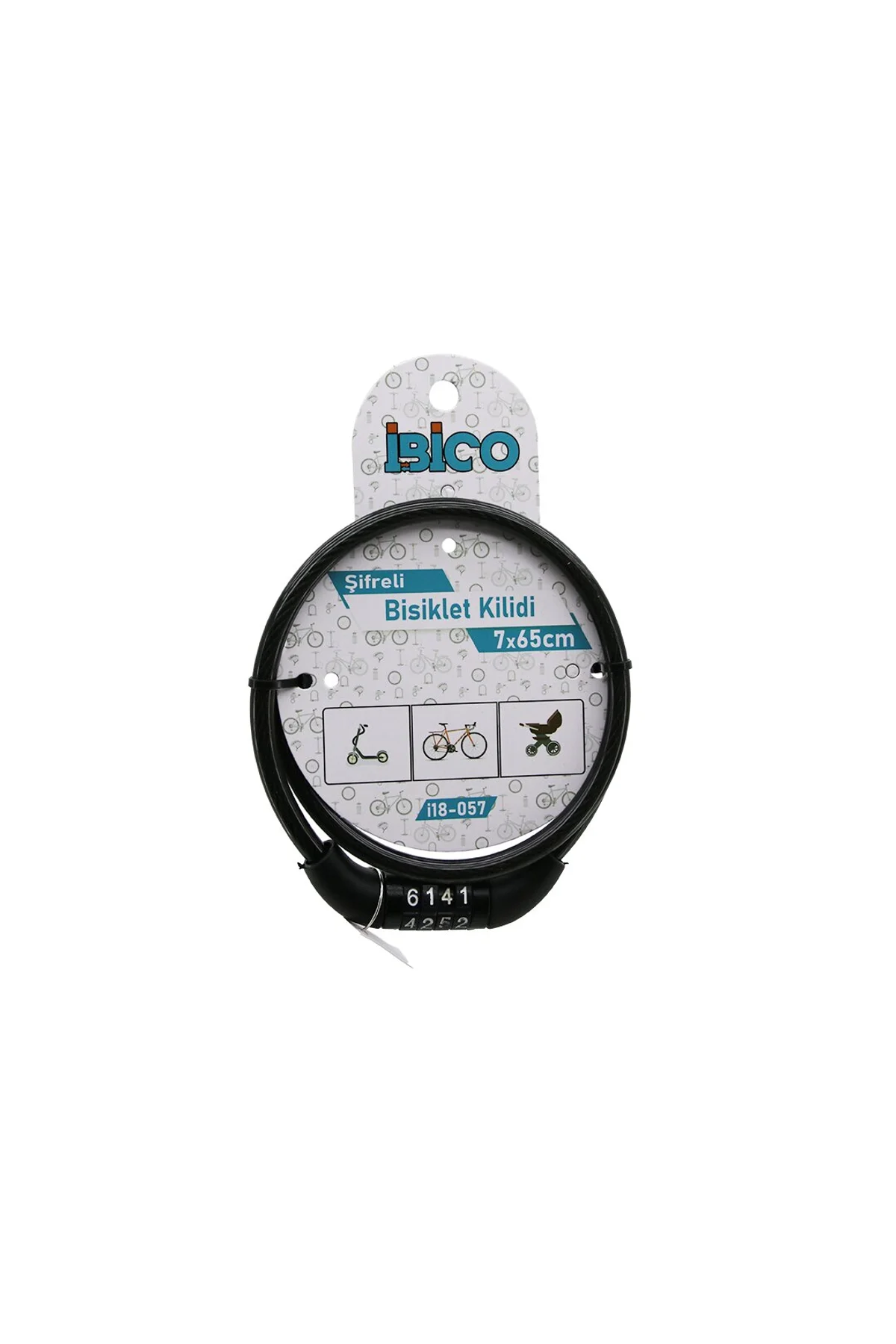 ŞİFRELİ EKO - İNCE BİSİKLET KİLİT ÇELİK TEL SİYAH ŞEFFAF KILIF 7MMX65CM (4741)