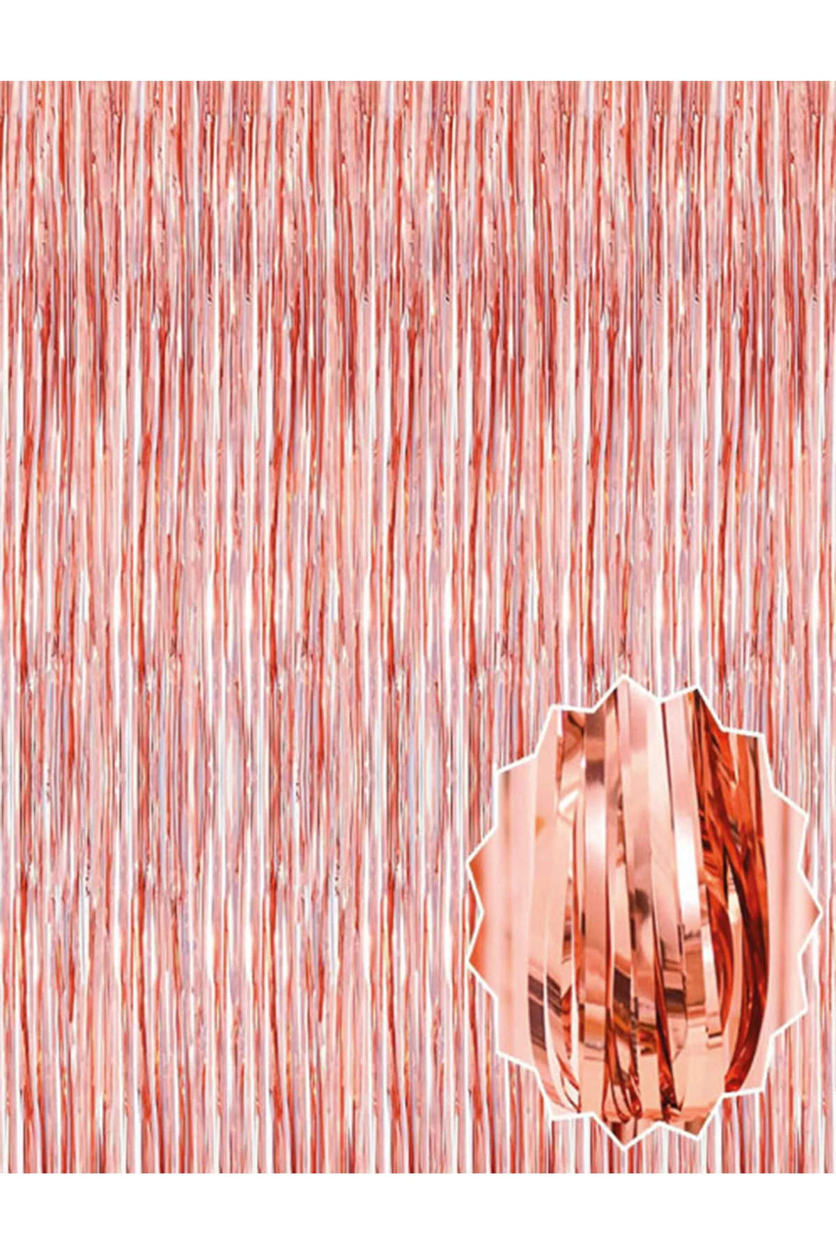Rose Gold Püsküllü Kapı Perdesi - Parti, Bekarlığa Veda, Doğum Günü 1x2 m (4741)