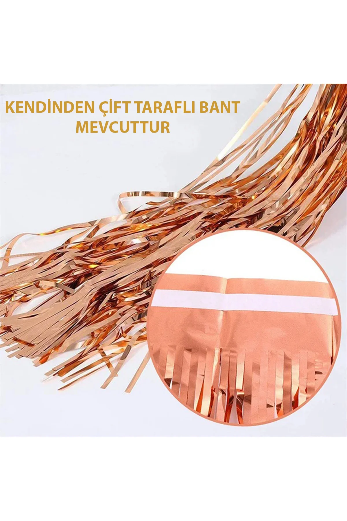 Rose Gold Püsküllü Kapı Perdesi - Parti, Bekarlığa Veda, Doğum Günü 1x2 m (4741) - Just Cheap Store Görsel 5