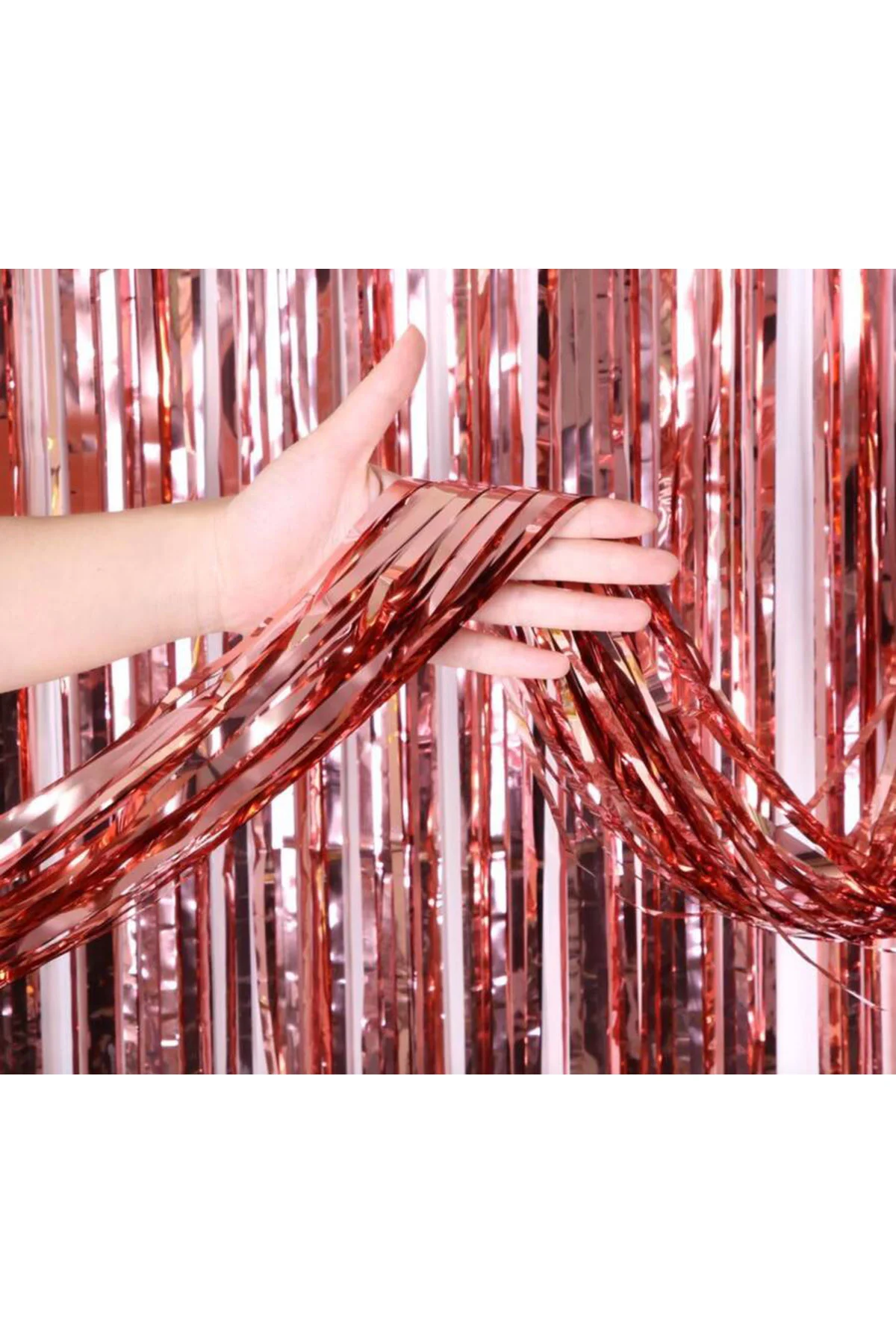 Rose Gold Püsküllü Kapı Perdesi - Parti, Bekarlığa Veda, Doğum Günü 1x2 m (4741) - Just Cheap Store Görsel 3