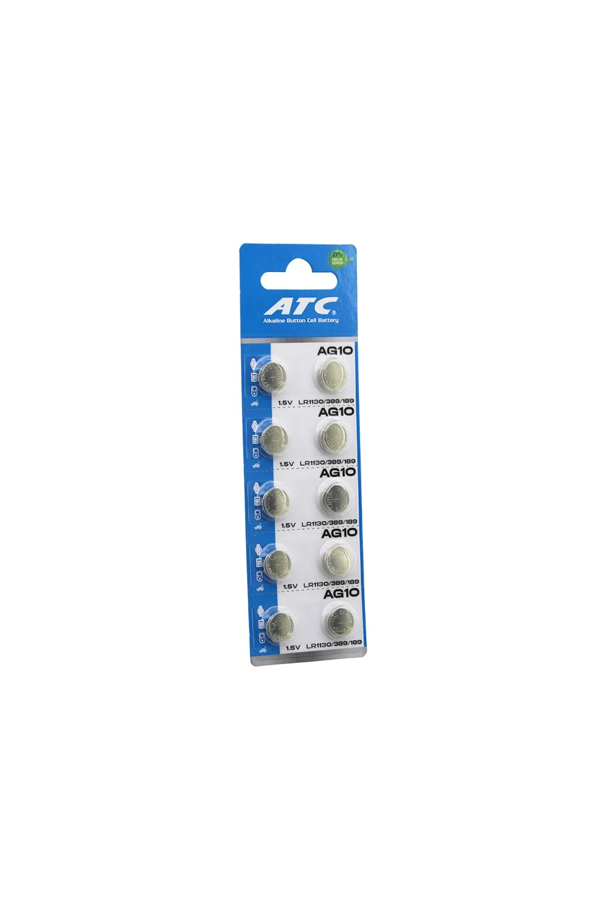 ATC ALKALİNE BUTTON BATTERY AG10 LR-1130/389/189 DÜĞME PİL ALKALİN 1.5V 10LU KART (4741)