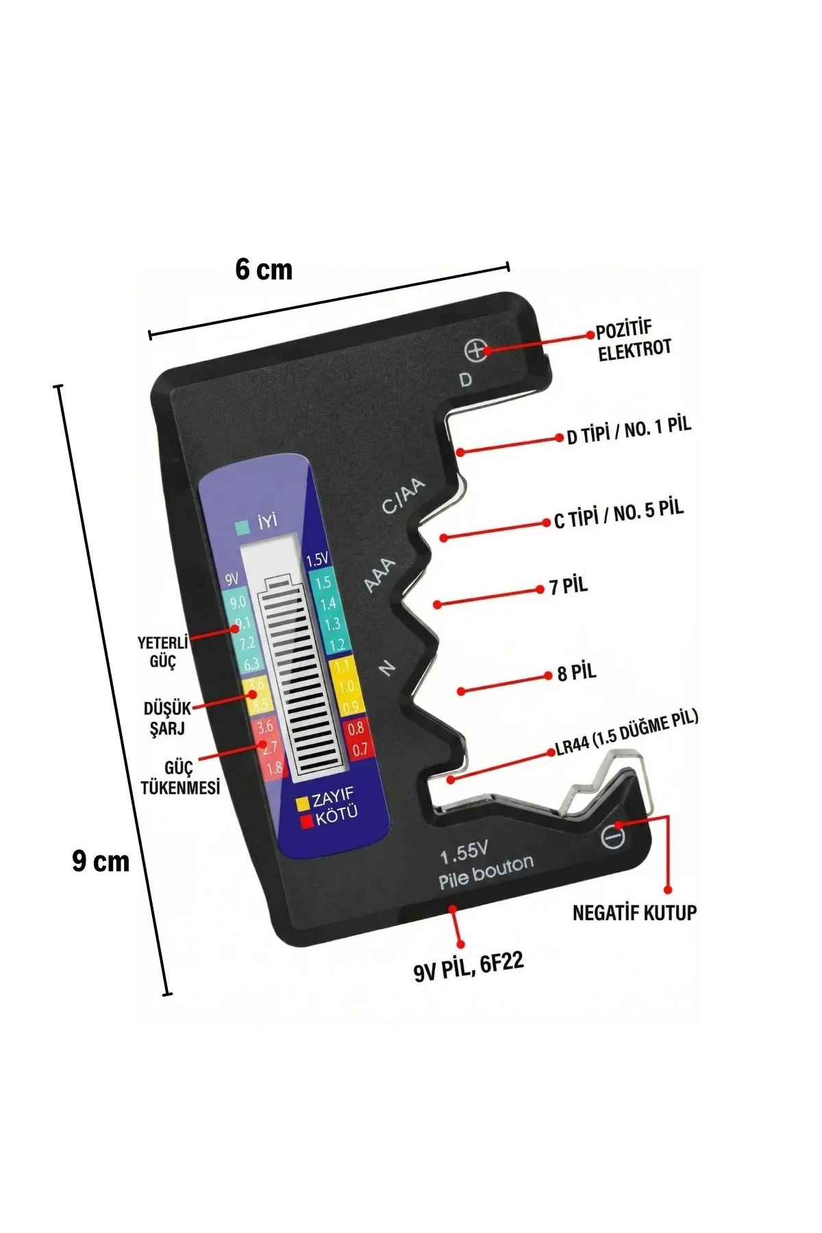 Evrensel Dijital Pil Test Cihazı – AA, AAA, C, D, N, 9V ve Düğme Pil Uyumlu Mini Pil Kapasite &amp - Just Cheap Store Görsel 5