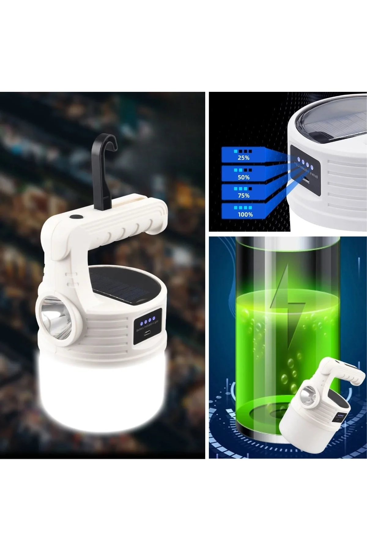 LED Güneş Enerjili Kamp Lambası–2000 Lümen Süper Parlak, 5 Aydınlatma Modlu,USB ile Şarj Edilebilir - Just Cheap Store Görsel 2