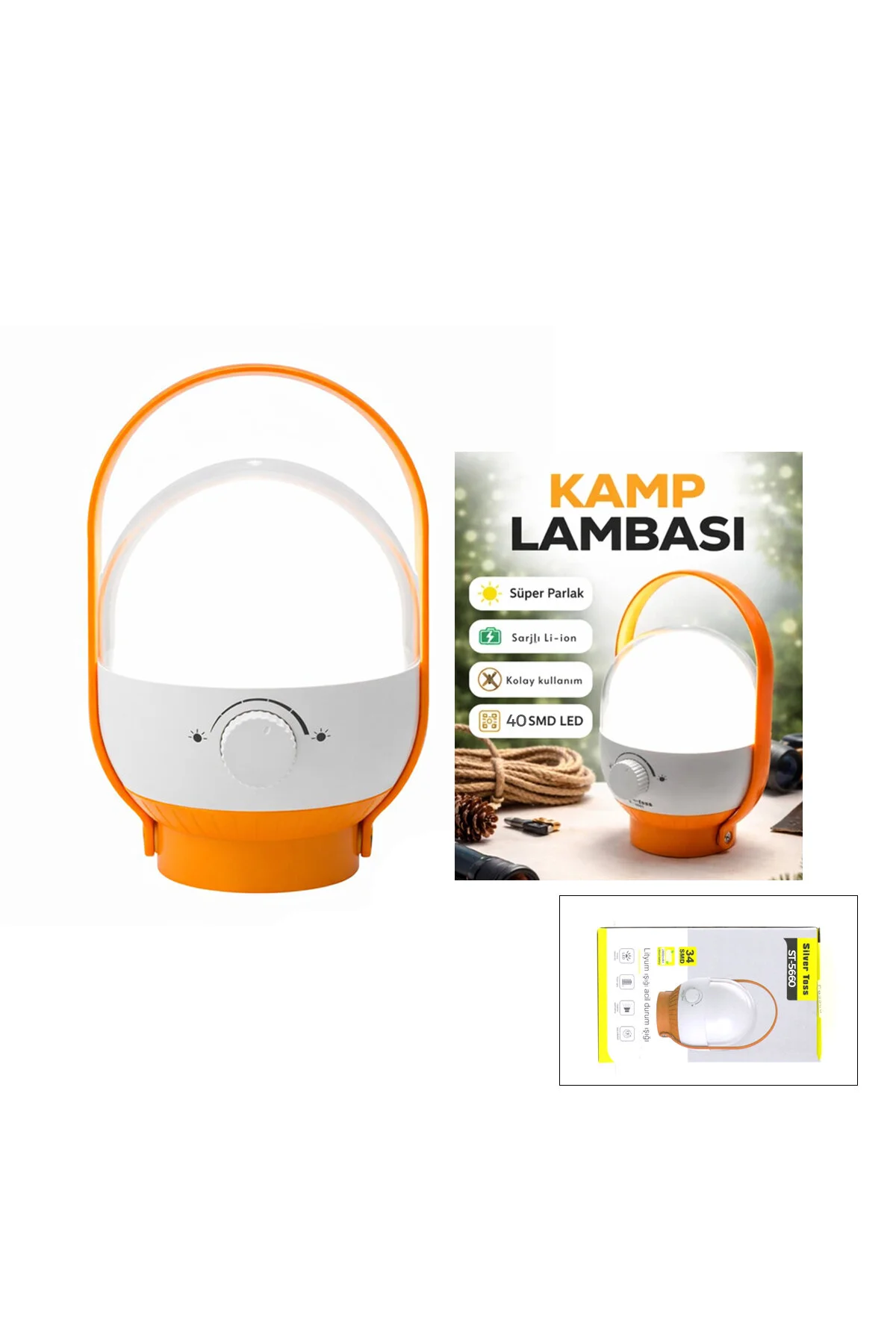 40 LED KAMP LAMBASI - FENER USB ŞARJLI AYARLANABİLİR IŞIK 6.4W - 2400mAh ST-5660 (4741)