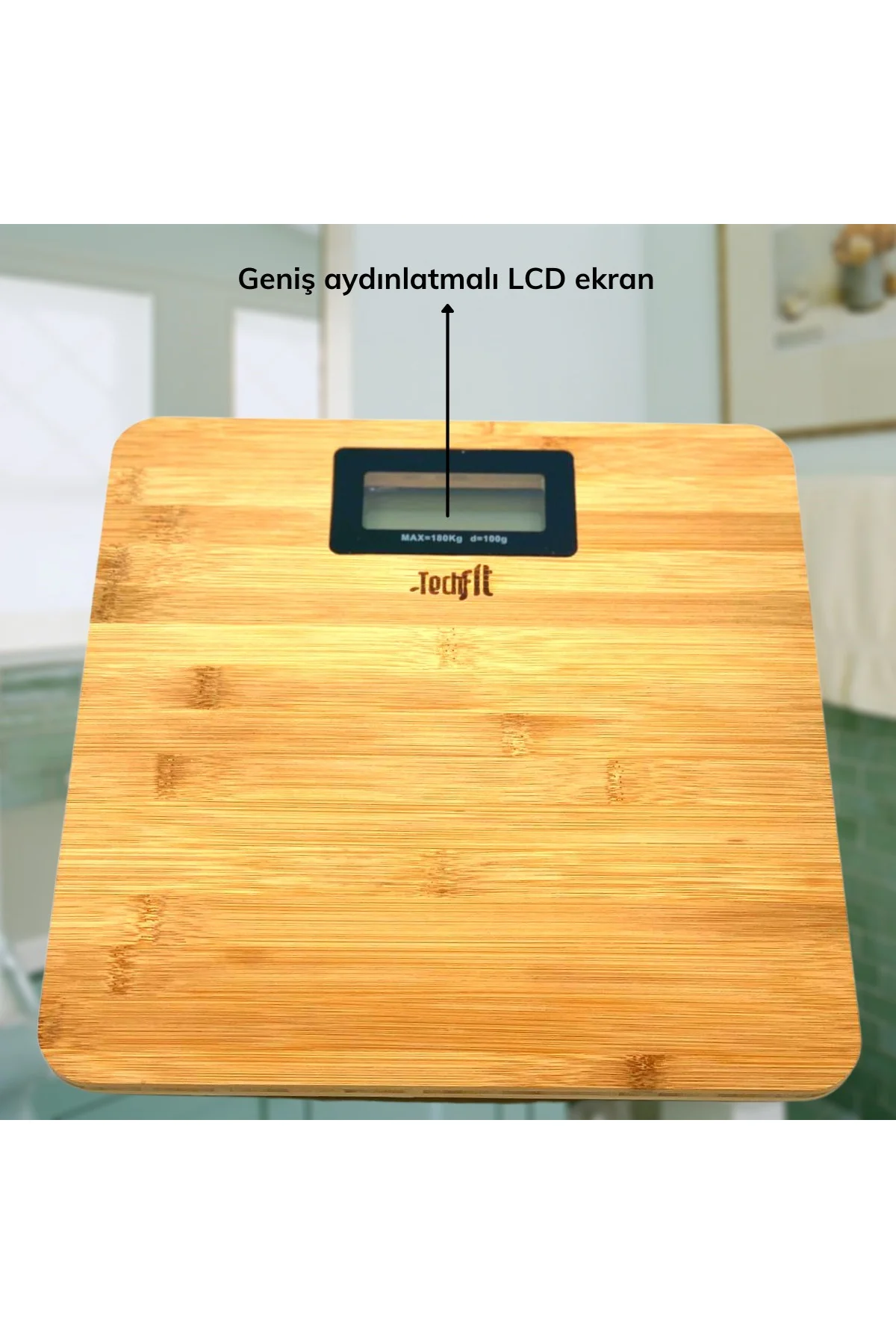 Techfit Bambu Banyo Baskülü Yüksek Hassasiyetli Darbelere Dijital Dayanıklı Terazi Tf 1065 Max 180kg - Just Cheap Store Görsel 2