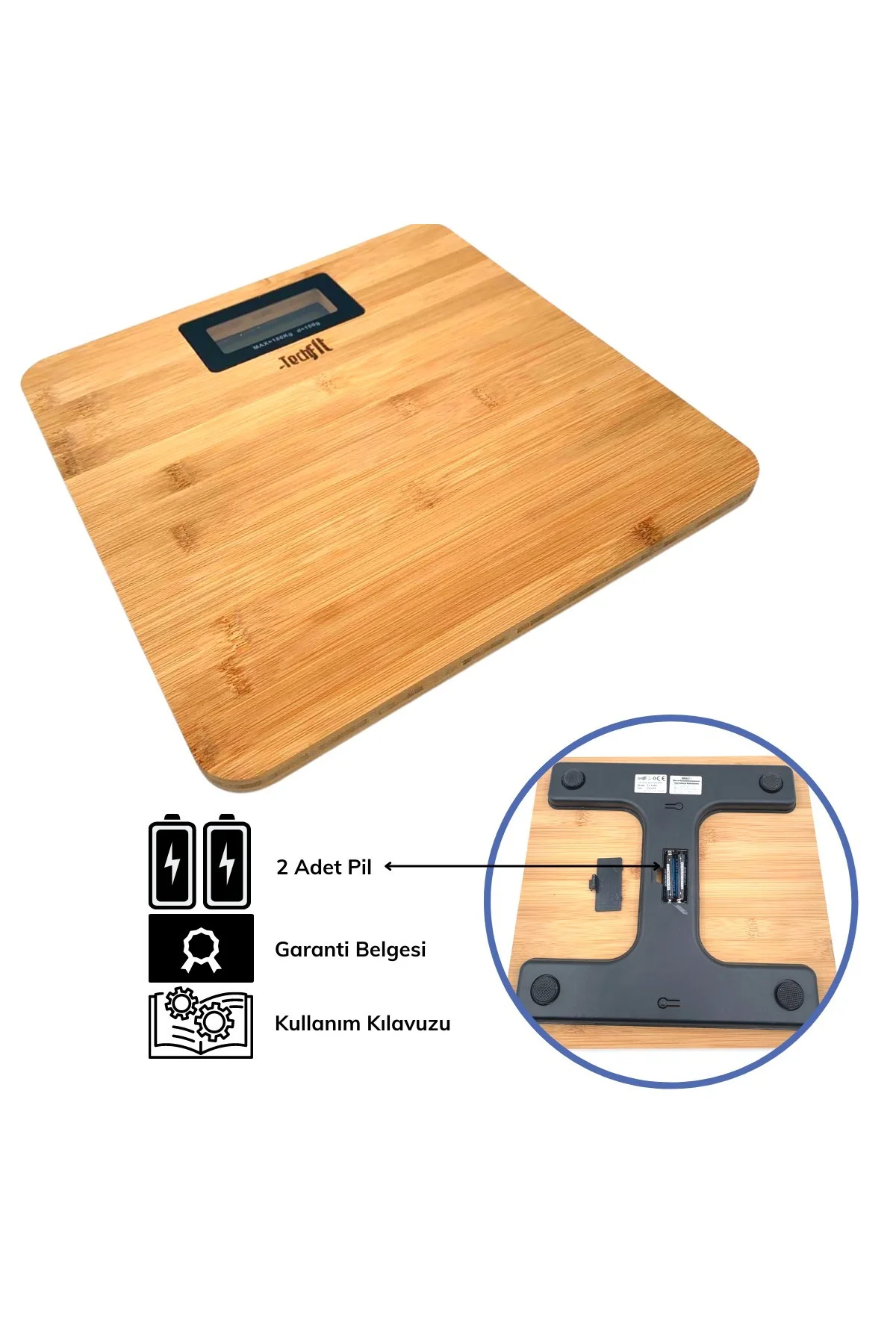 Techfit Bambu Banyo Baskülü Yüksek Hassasiyetli Darbelere Dijital Dayanıklı Terazi Tf 1065 Max 180kg - Just Cheap Store Görsel 4