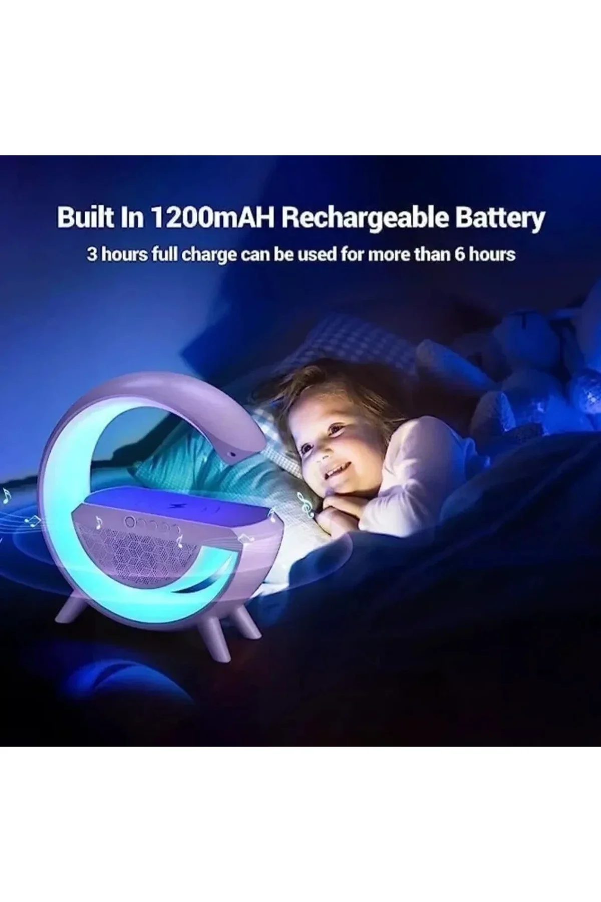 Kablosuz Telefon Şarj Bluetooth Hoparlör Istasyonu Ses Rgb Atmosfer Gece Işık Bt-2301 (4741) - Just Cheap Store Görsel 2