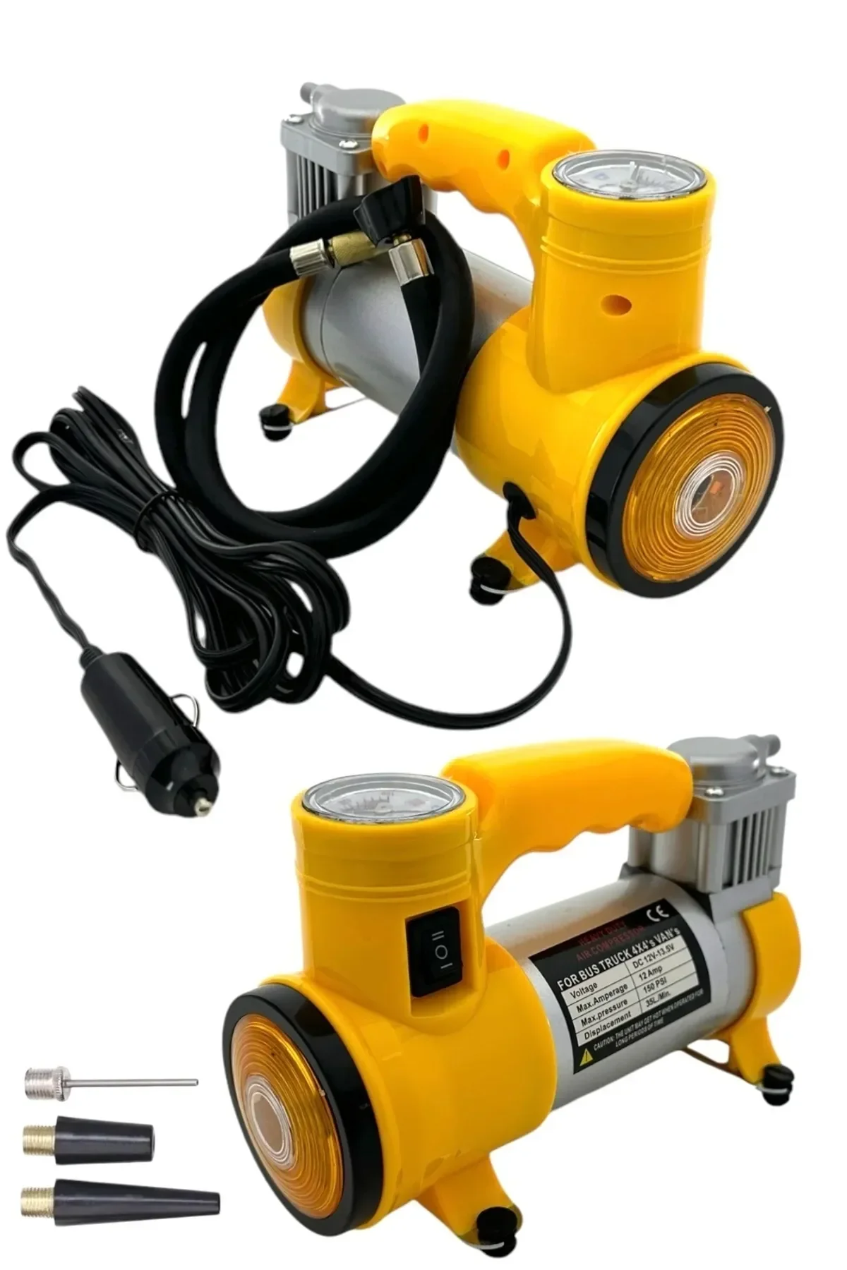 Elektrikli Araba Lastik Şişirme / 150 PSI - 12V / Taşınabilir Metal Hava Kompresörü (4741)