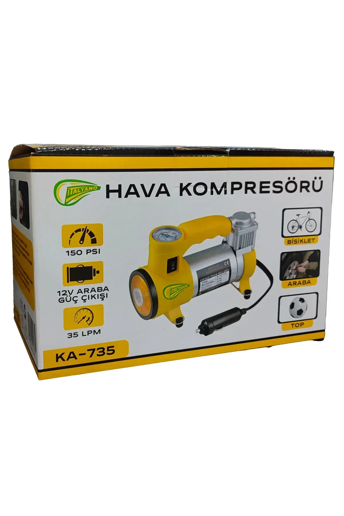 Elektrikli Araba Lastik Şişirme / 150 PSI - 12V / Taşınabilir Metal Hava Kompresörü (4741) - Just Cheap Store Görsel 2