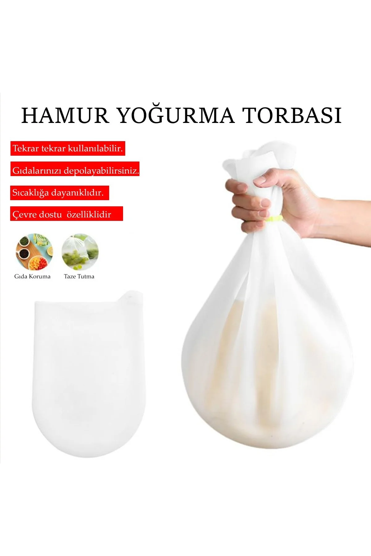 Orta Hamur Torbası Silikon Şeffaf Hamur Yoğurma Torbası Ekmek Makarna Mantı Hamuru Kolay Yoğurma (47 - Just Cheap Store Görsel 3