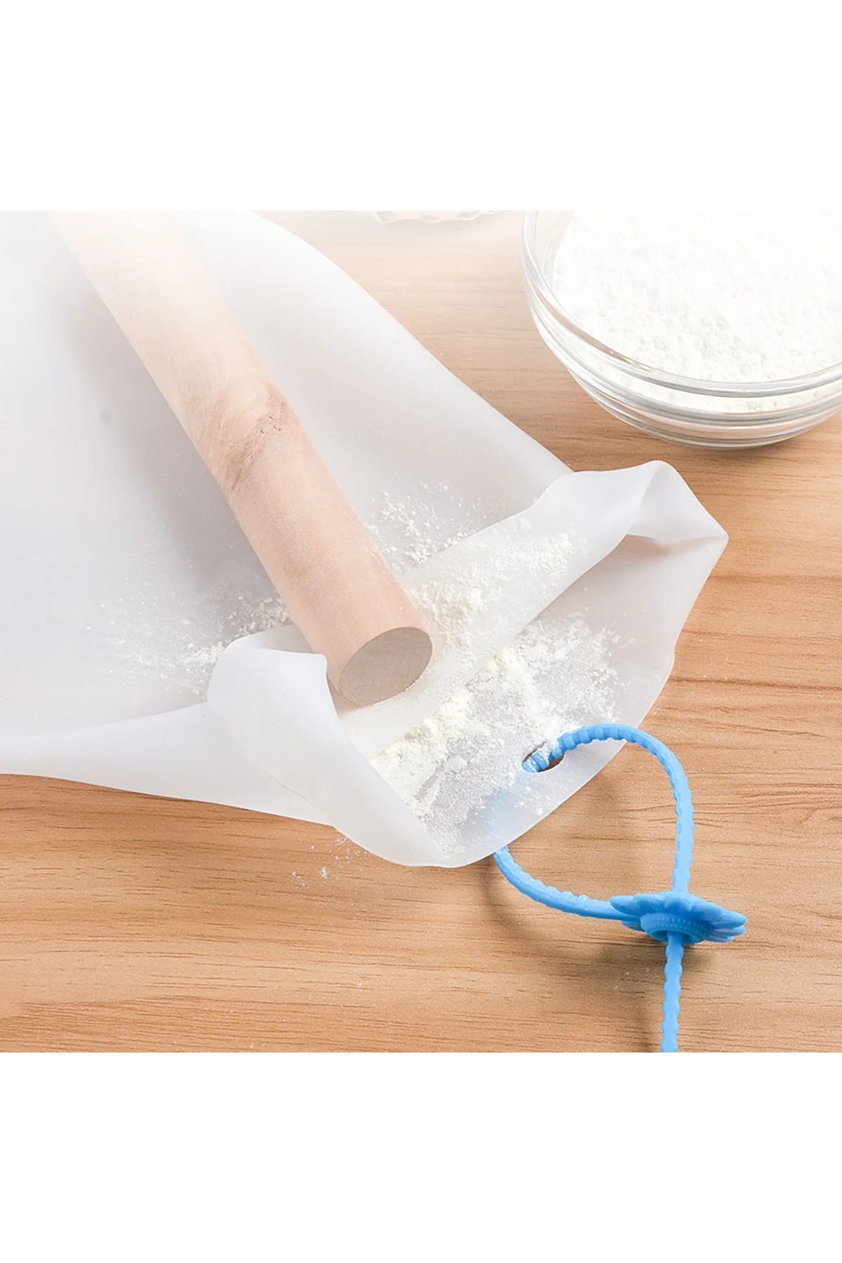 Orta Hamur Torbası Silikon Şeffaf Hamur Yoğurma Torbası Ekmek Makarna Mantı Hamuru Kolay Yoğurma (47 - Just Cheap Store Görsel 5
