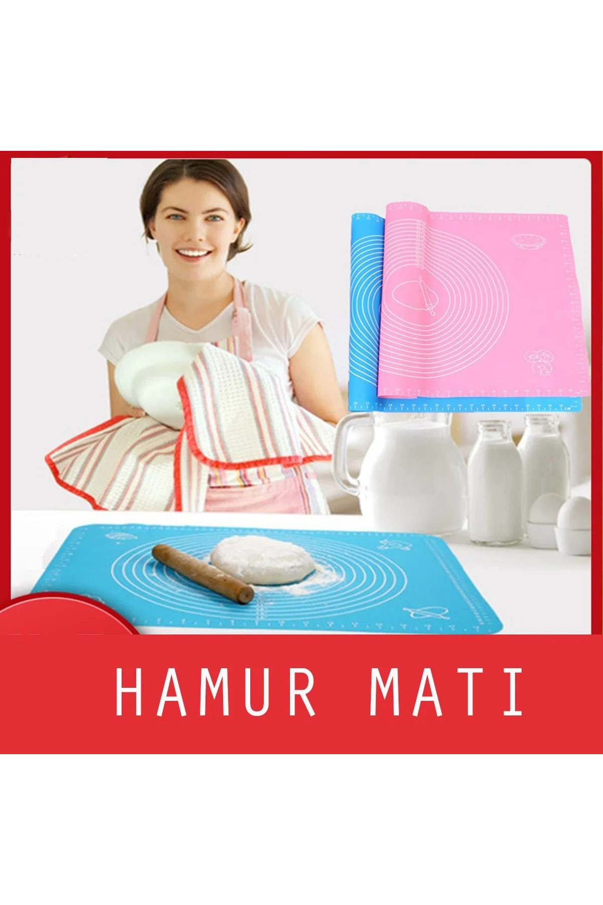 30*40 cm Hamur Matı Silikon Ölçekli Kullanımı Kolay Hamur Açma Matı (4741) - Just Cheap Store Görsel 4