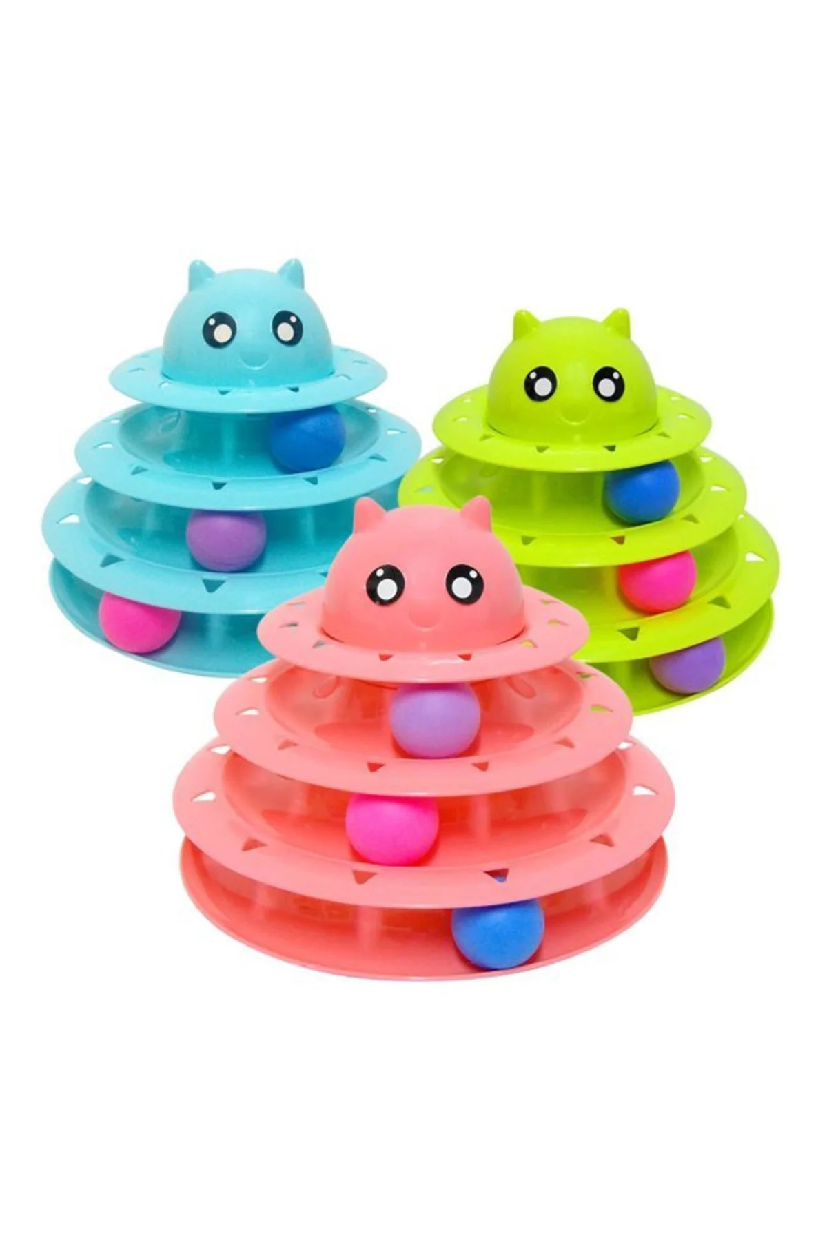 Tower Of Tracks Eğlenceli Üç Katlı Kedi Oyuncağı Seti Kedi Oyunu (4741) - Just Cheap Store Görsel 5