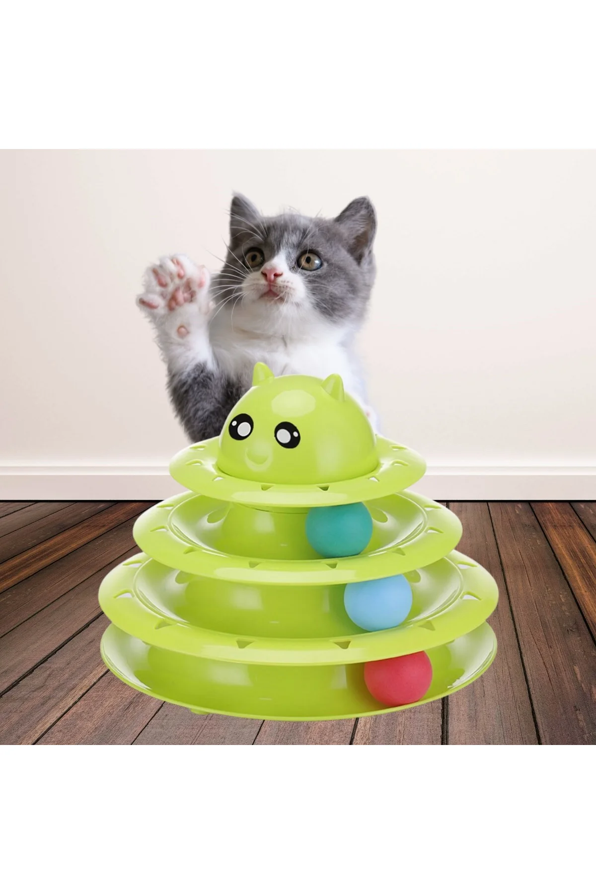 Tower Of Tracks Eğlenceli Üç Katlı Kedi Oyuncağı Seti Kedi Oyunu (4741)