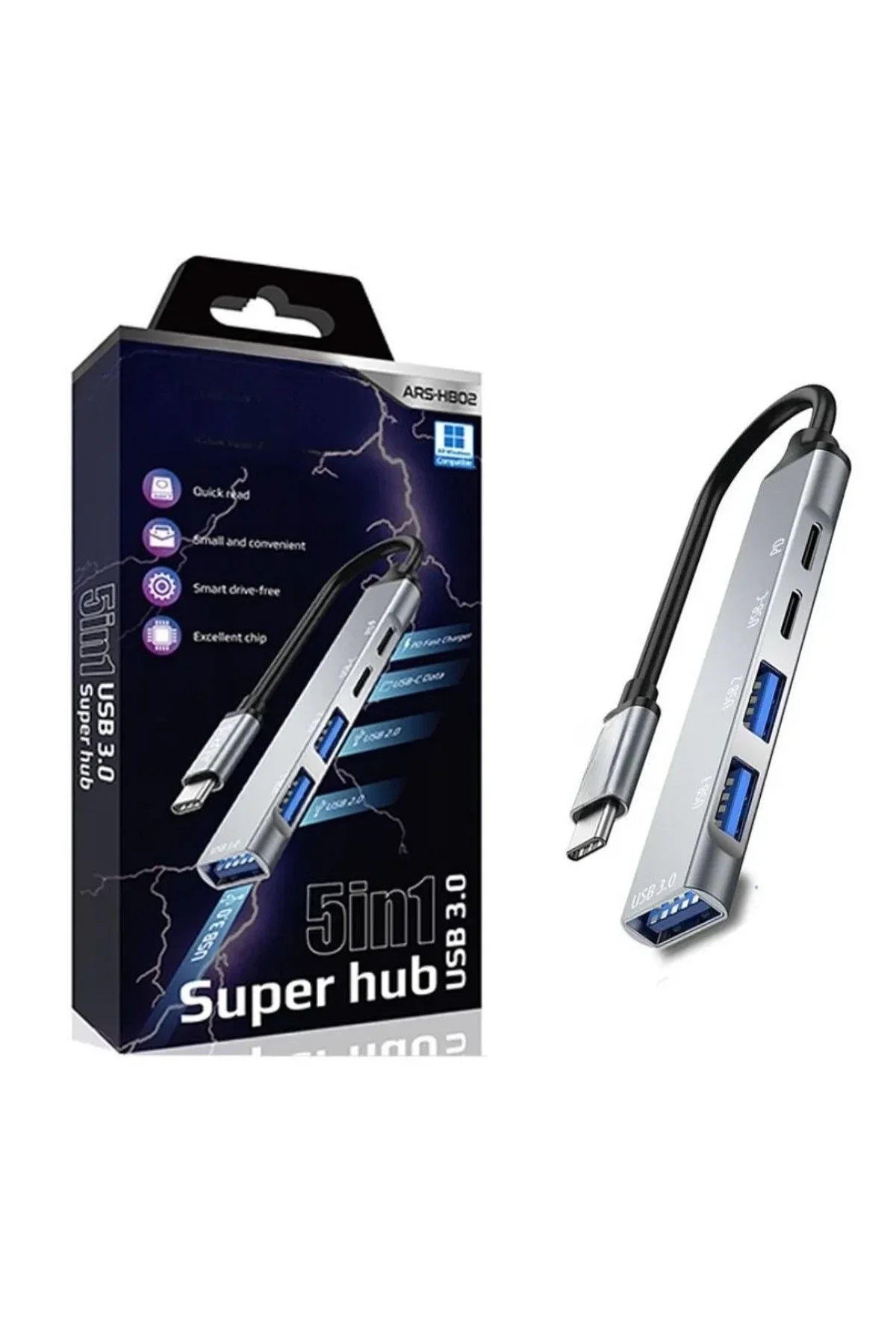 5in1 Metal Usb Hub – Yüksek Hızlı Çoklayıcı, 5 Bağlantı Noktalı, Dayanıklı Ve Taşınabilir Tasarım - Just Cheap Store Görsel 2