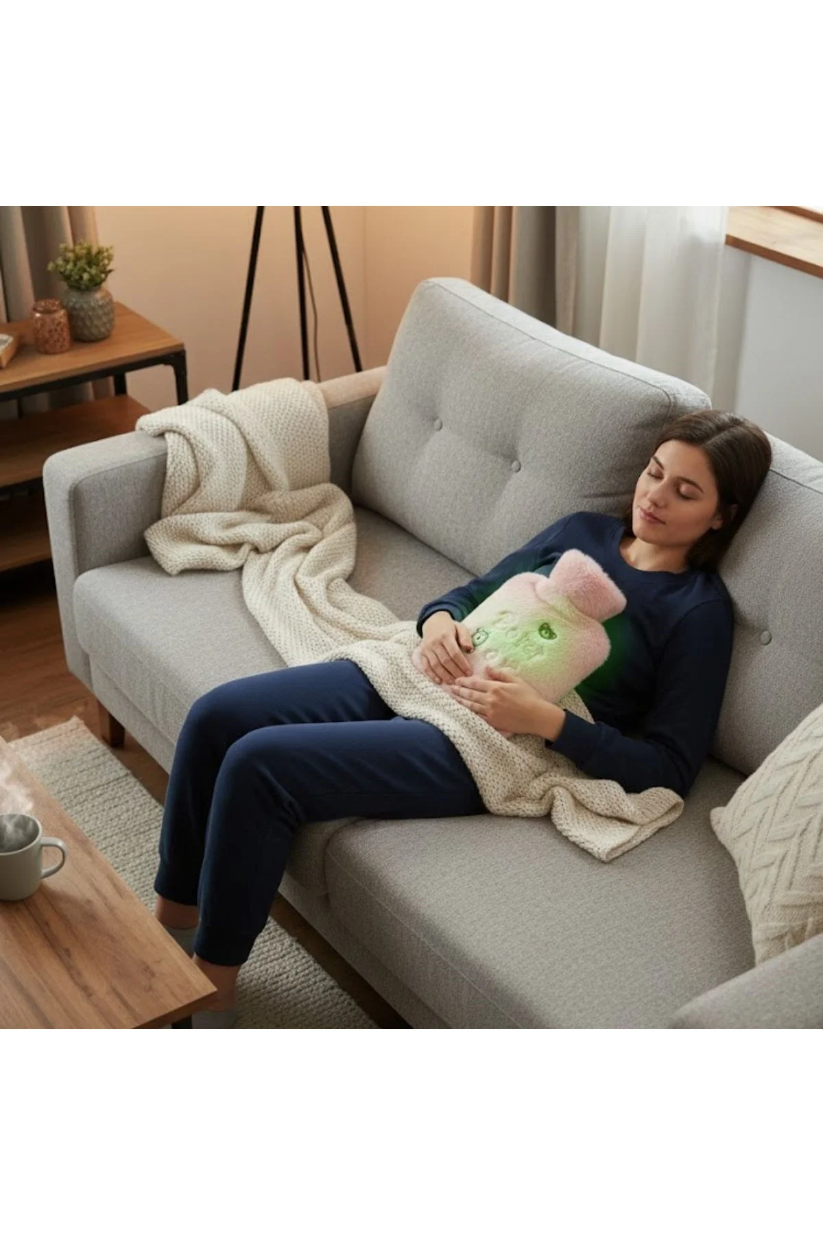 Işıklı Ayıcıklı Figürlü Pembe Peluş Sıcak Su Torbası 1 Lt – Yumuşak Kılıf, Uzun Süre Sıcak Tutan Ter - Just Cheap Store Görsel 3