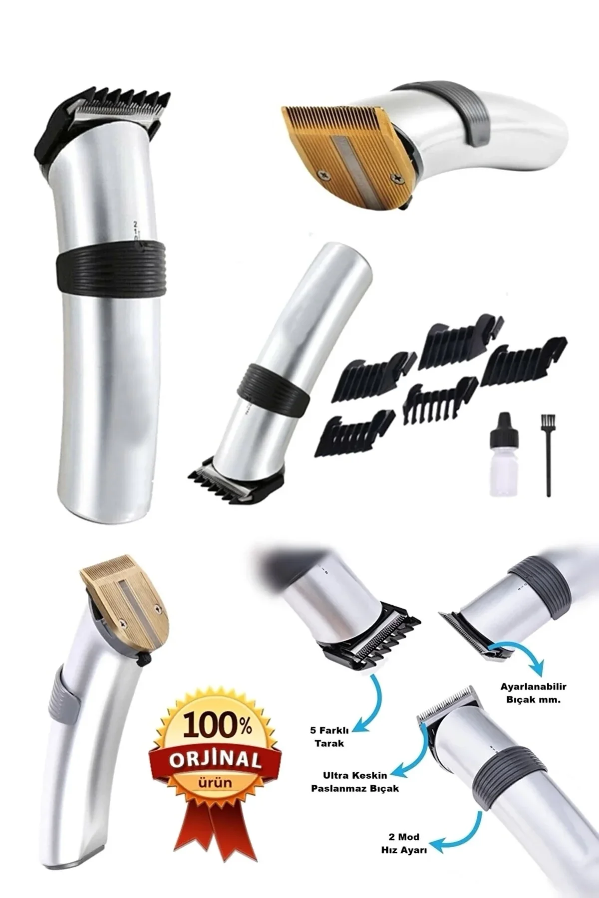 609 Profesyonel Şarjlı Saç Sakal Kesme Tıraş Makinesi Erkek Tıraş Makine Seti - Just Cheap Store Görsel 2