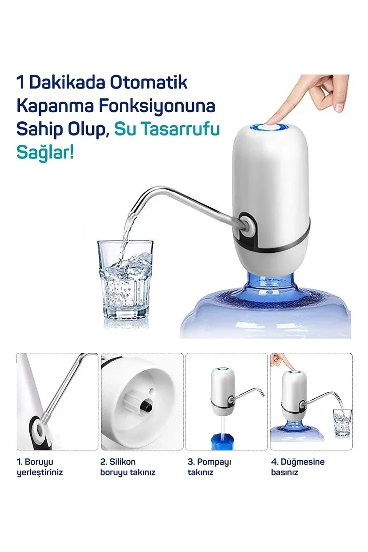 Kampta Piknikte Yazlıkta Şarjlı Damacana Otomatik Su Pompası - Just Cheap Store Görsel 4