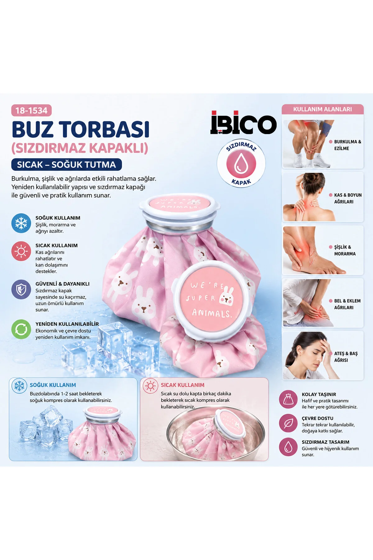 BUZ TORBASI SIZDIRMAZ KAPAKLI SICAK - SOĞUK TUTMA HERHANGİ BİR RENK GÖNDERİLİR (4741) - Just Cheap Store Görsel 2
