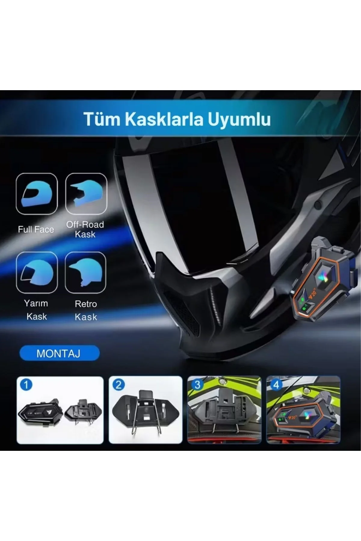 Y20 Motorsikletler İçin Kablosuz Bluetooth Kulaklıklı – Suya Dayanıklı, Uzun Ömürlü Batarya, Gürültü - Just Cheap Store Görsel 5