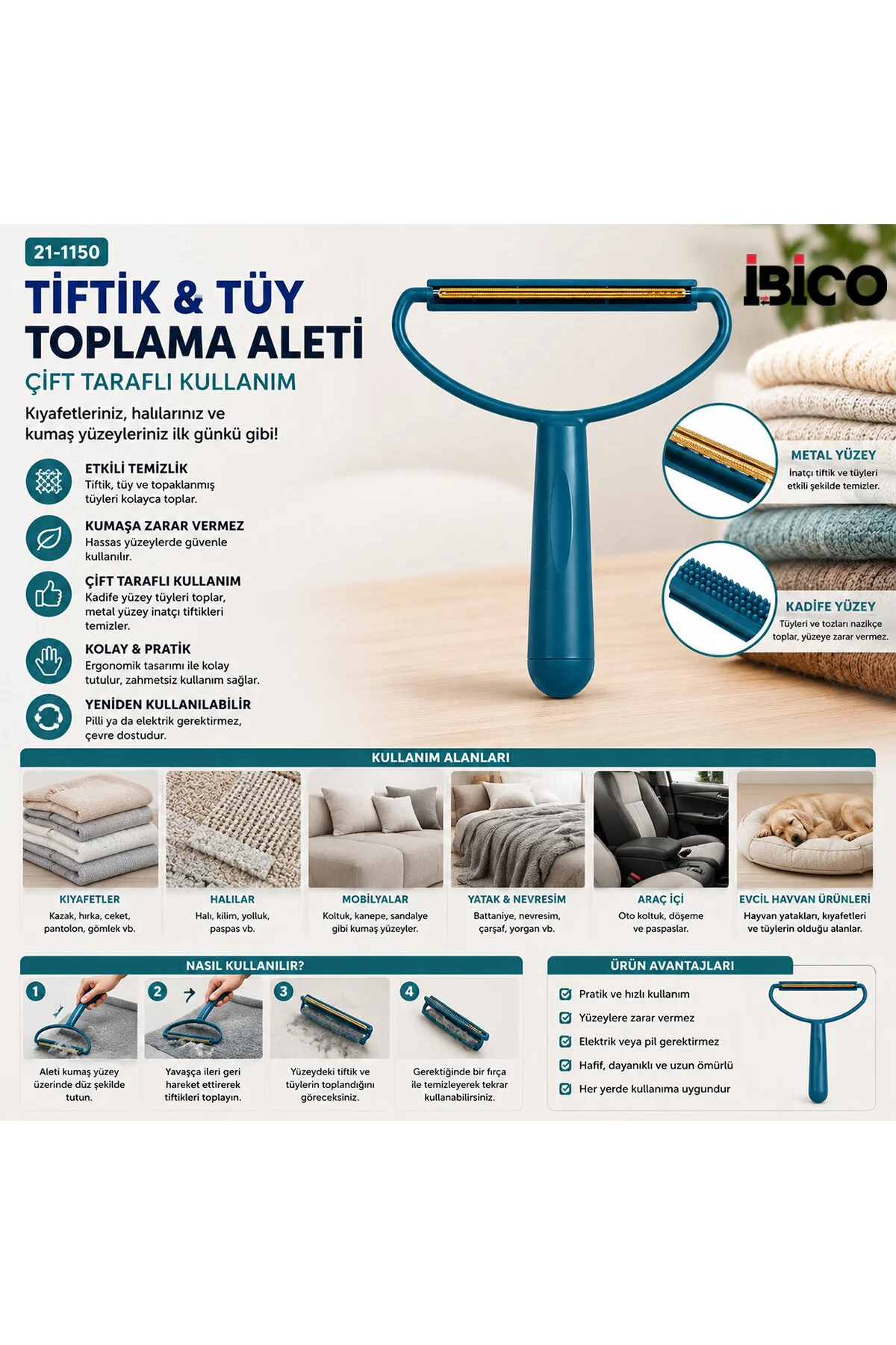 2İN1 BAŞLI PLASTİK SAPLI METAL TİFTİK TÜY TOPLAMA PLS.KAŞIYICI APARAT PET SHOP (4741)