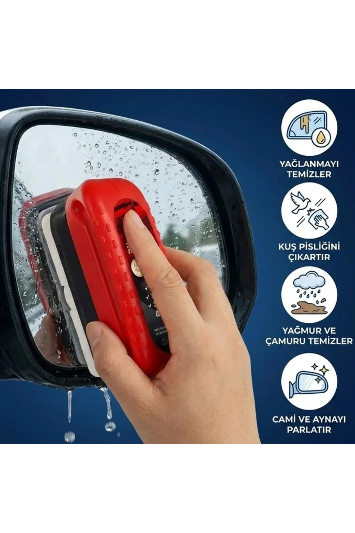Araç Cam Buğu Önleyici Sünger – Ergonomik Tutacaklı Yan Ayna &amp;amp; İç Cam Yağ Filmi Temizleyici - Just Cheap Store Görsel 2