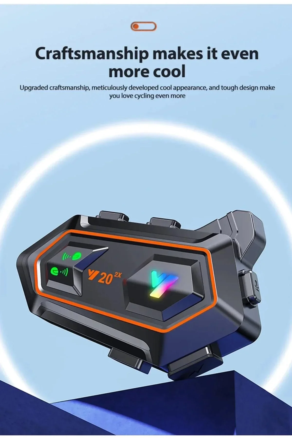 Y20 2x 1000m Telsiz Mesafeli 2 Kişi Bağlantılı Bluetooth Kask Kulaklık Fenerli İntercom - Just Cheap Store Görsel 3