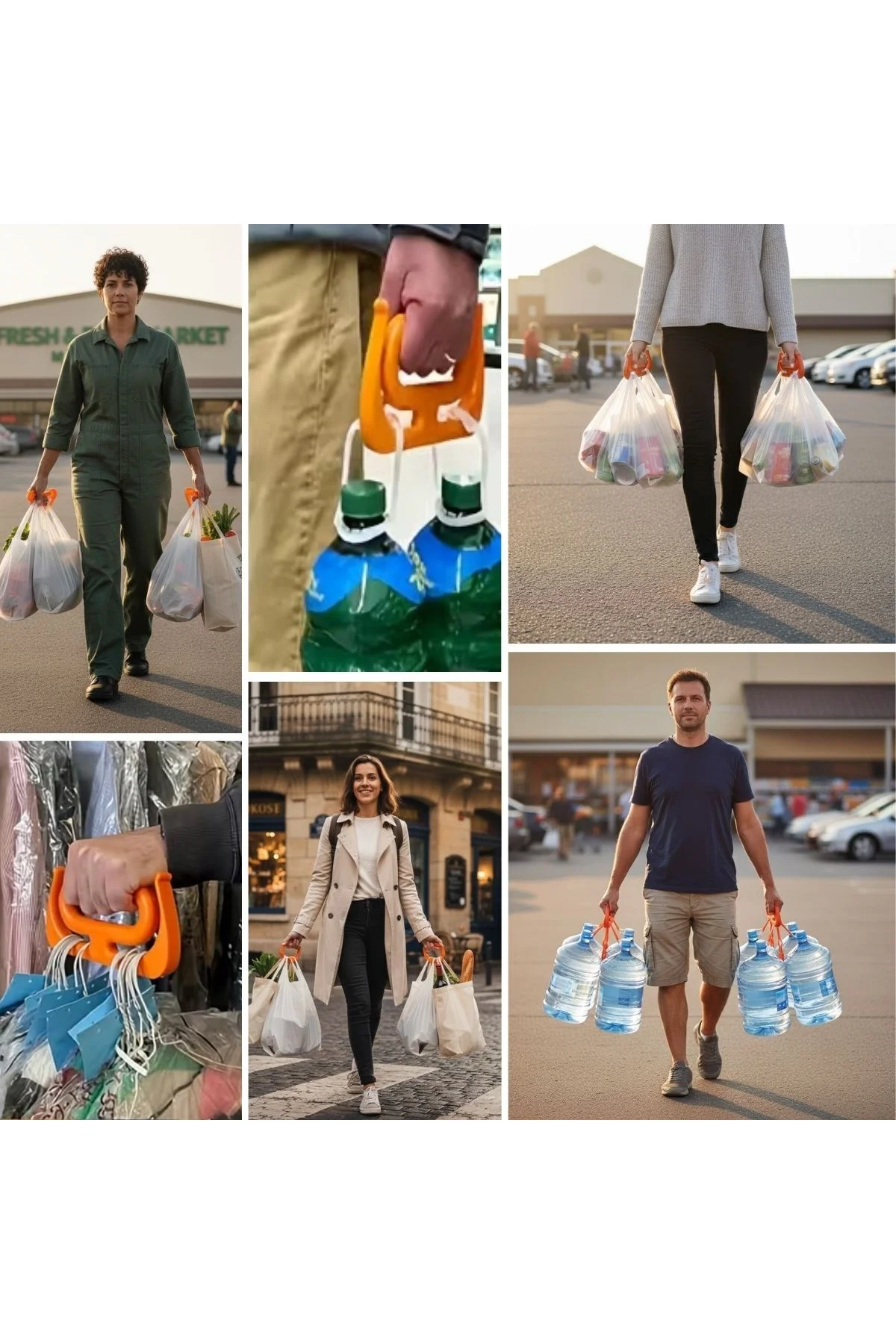 Ergonomik Poşet Taşıma Aparatı – Ağır Yük Taşıyıcı Tutacak, Elden Kesme Yapmayan Kolay Taşıma Kancas - Just Cheap Store Görsel 2