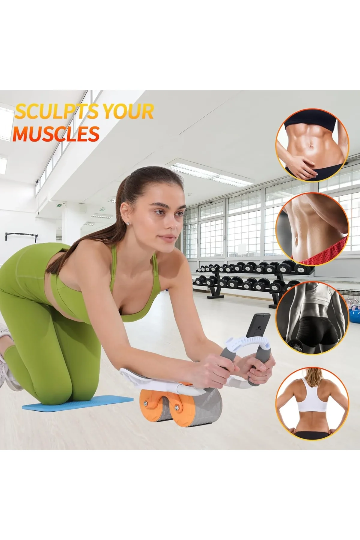Ultimate Sup, Abs Tekerlekli Silindir, Abs Egzersizi, Silindirli Egzersiz, Fitness Ekipmanı (4741)