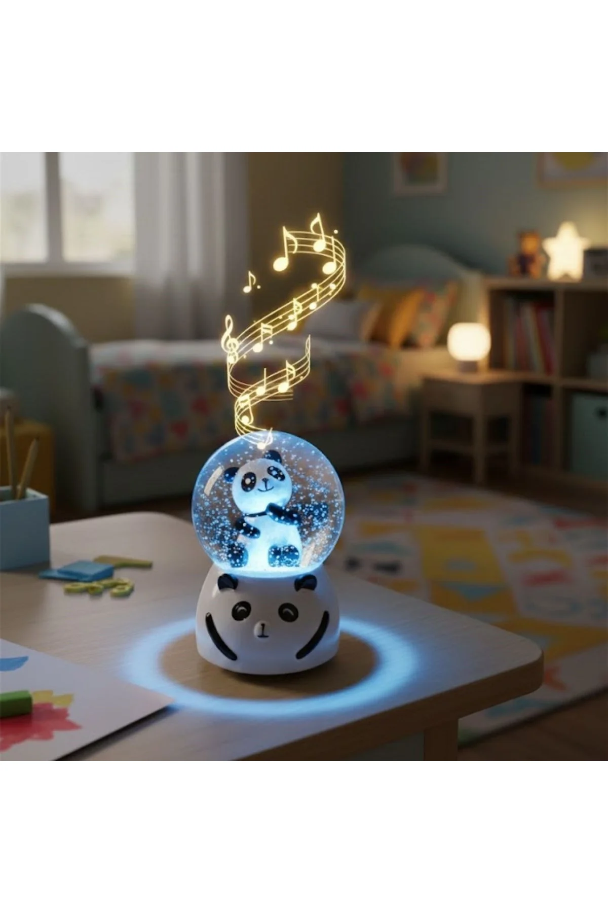 Pilli Işıklı Müzikli Kar Küresi–Sevimli Panda Figürlü Eğlenceli Masaüstü Biblo, LED Aydınlatmalı Dek - Just Cheap Store Görsel 3