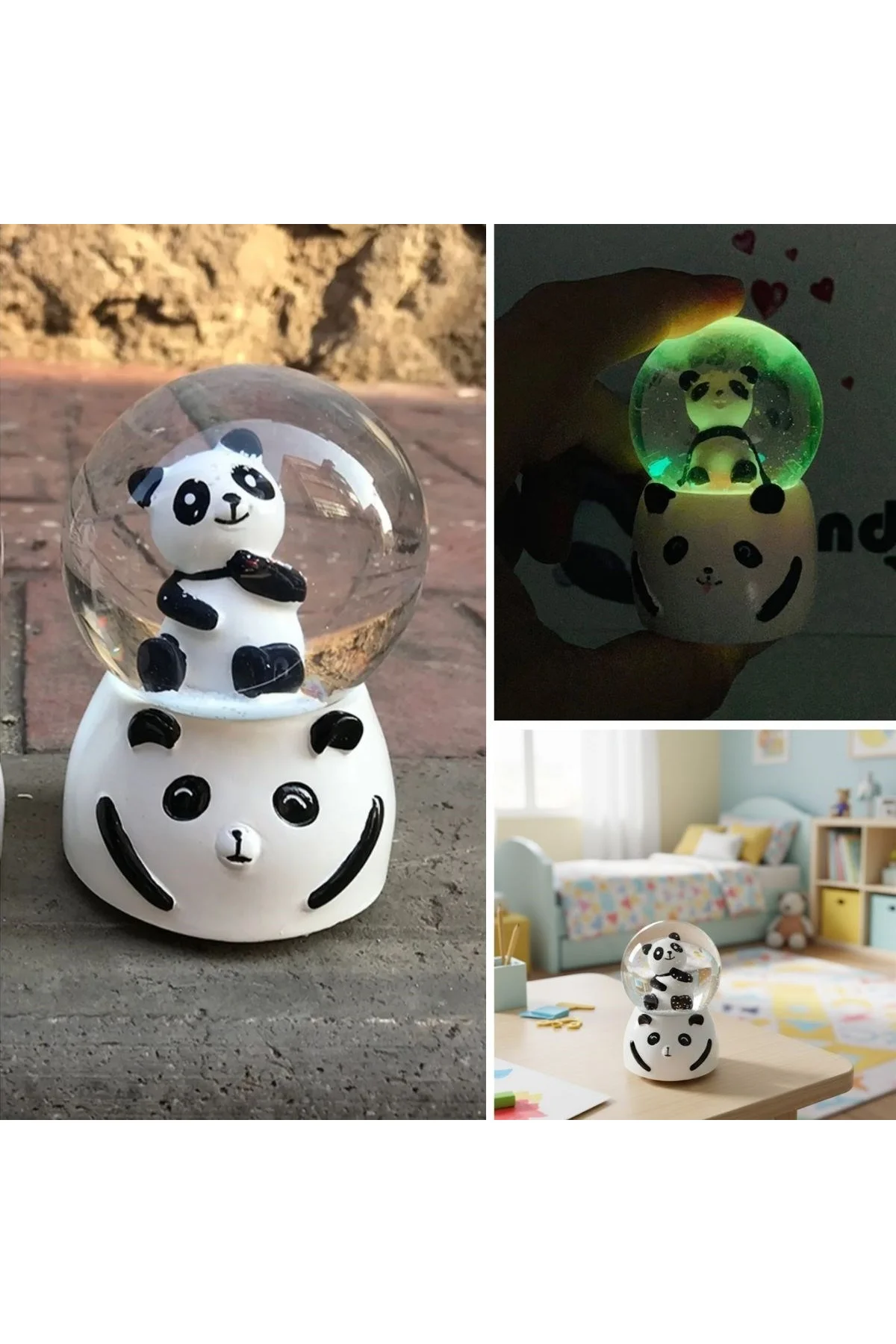 Pilli Işıklı Müzikli Kar Küresi–Sevimli Panda Figürlü Eğlenceli Masaüstü Biblo, LED Aydınlatmalı Dek - Just Cheap Store Görsel 5