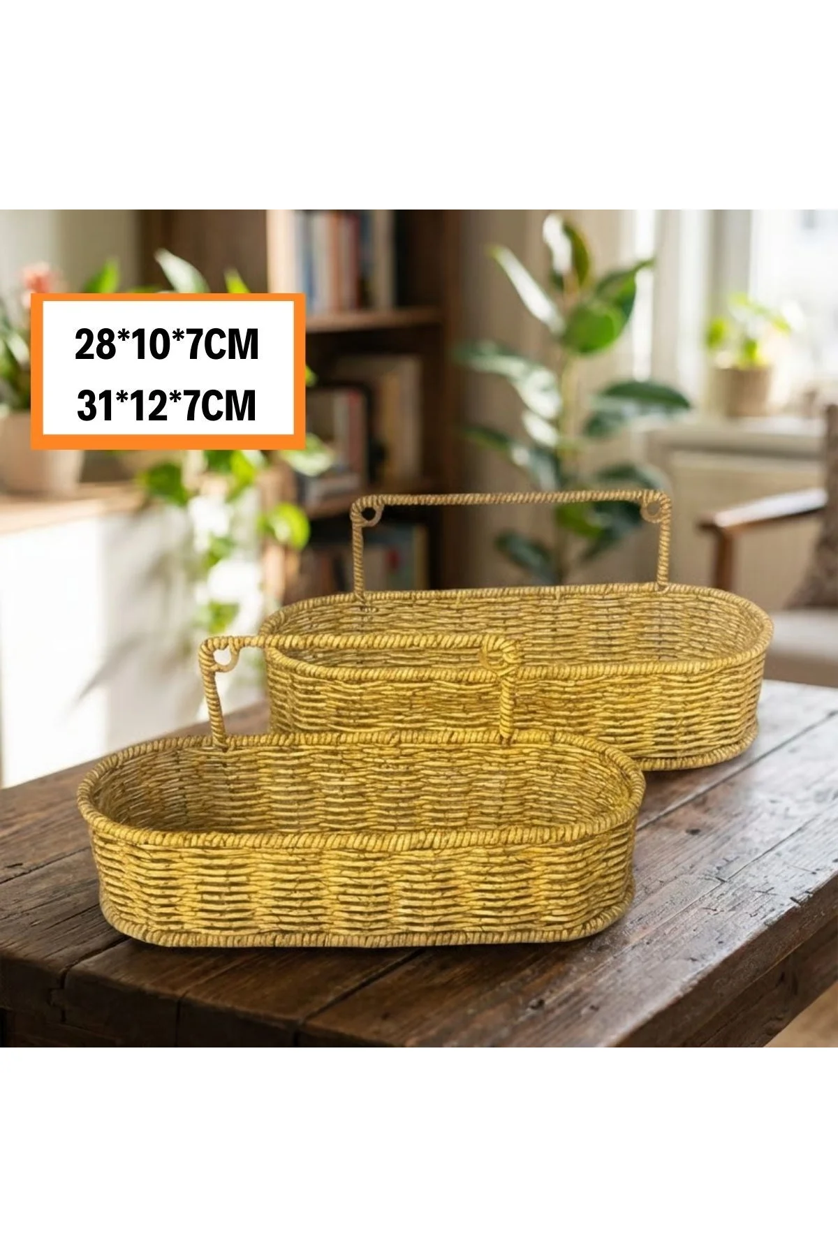 2’li Duvar Askılı Plastik Rattan Organizer – Oval Hasır Görünümlü Mutfak Raf Sepeti, Banyo ve Ev İçi - Just Cheap Store Görsel 5