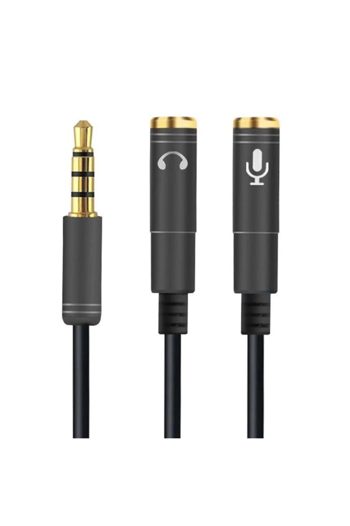 1 Erkek 2 Dişi 3.5 mm Kulaklık ve Mikrofon Ayırıcı Çoklayıcı Aux Kablo (4741)