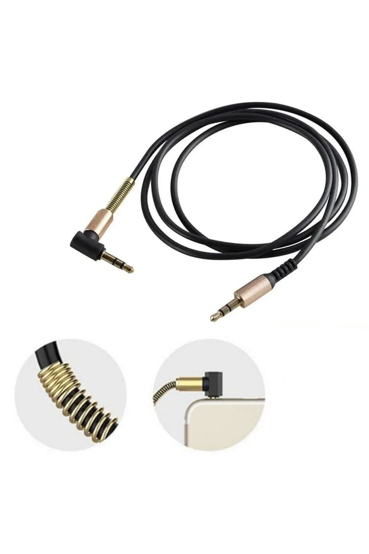 3.5mm AUX Kablosu Jak Erkek Erkek L Tipi 1 Metre Ses Aktarım Kablosu (4741) - Just Cheap Store Görsel 5