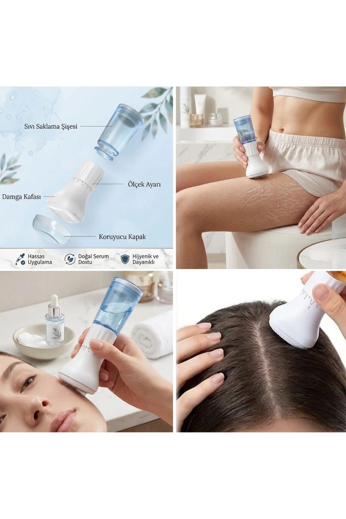 140 İğneli Serum Hazneli Dermaroller – 0-3 mm Ayarlı Dermaroller Mikro İğneli Saç, Cilt ve Vücut Bak - Just Cheap Store Görsel 3